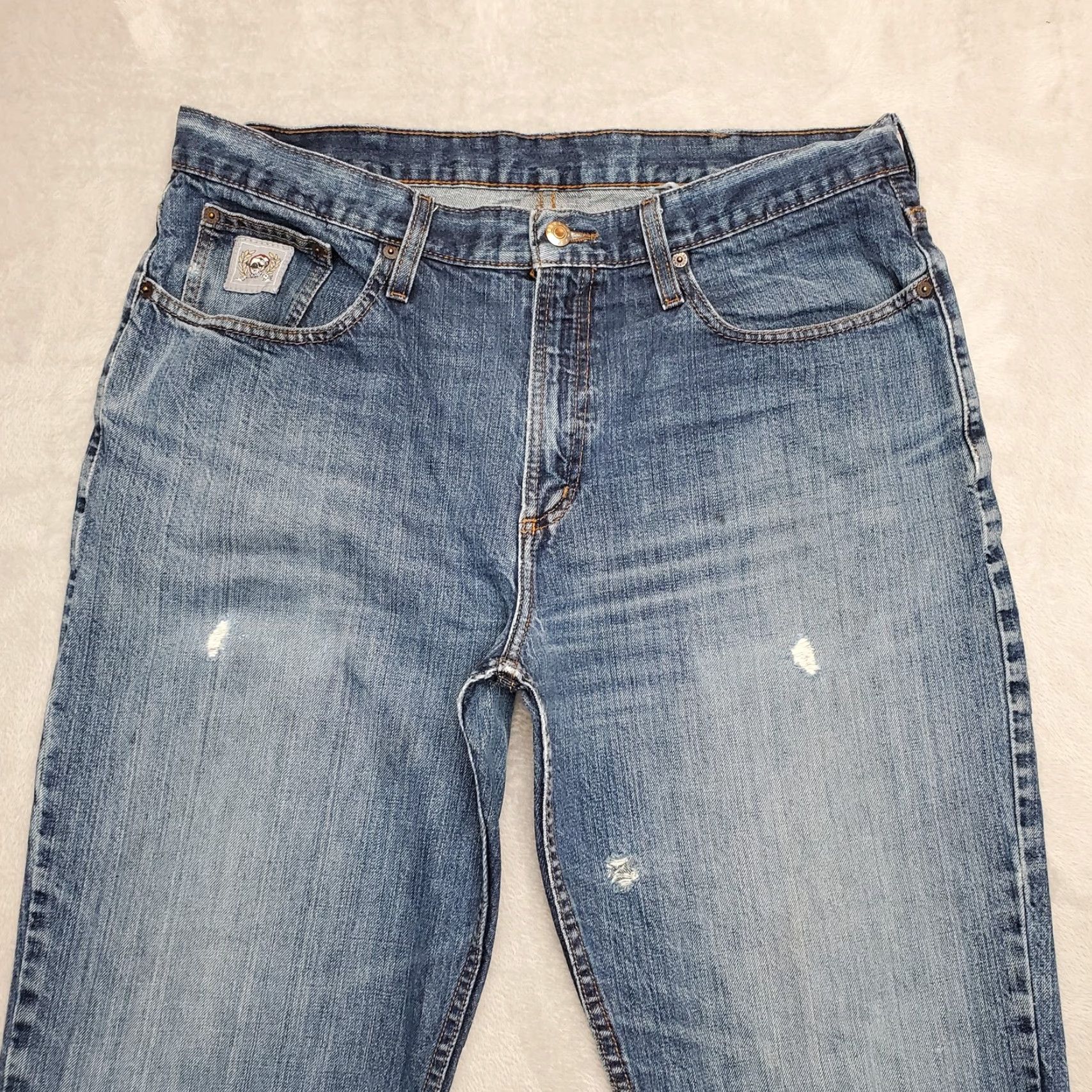 Denime Cinch Jeans Mens 38x33 Blue Faded Denim Silver Label Western Cowboy Ranch Work ShirtType: Jeans Size US 34 / EU 50 - 3 Thumbnail