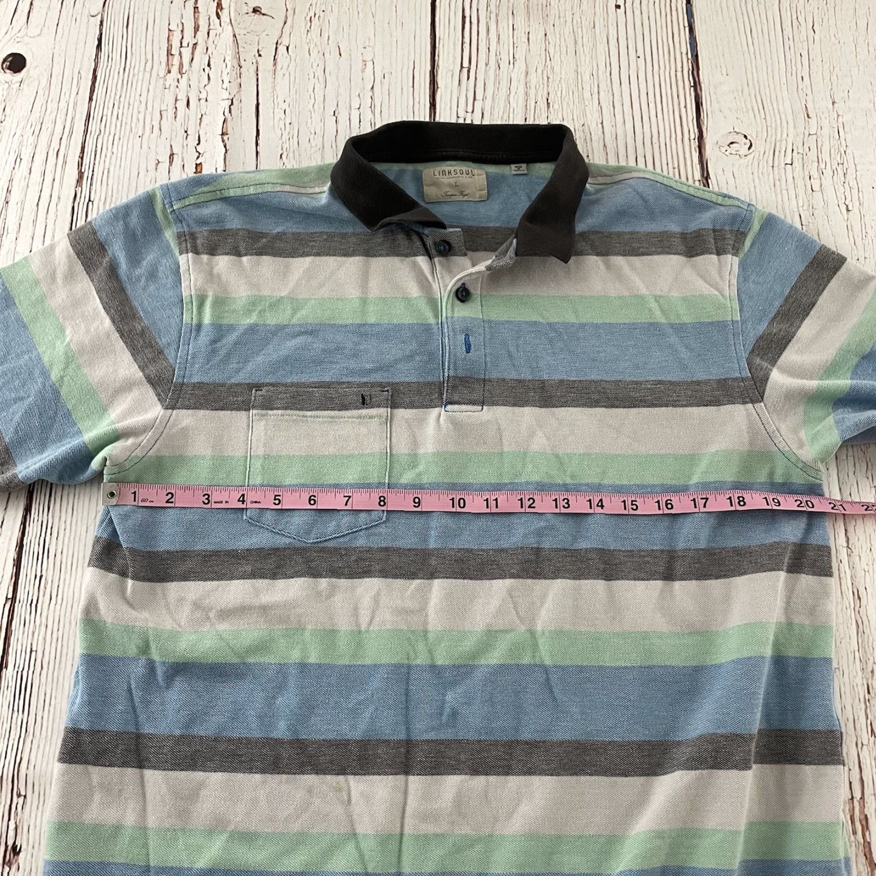 Vintage Linksoul Striped Short Sleeve Golf Polo Shirt Men's Large Green Blue Size US L / EU 52-54 / 3 - 3 Thumbnail