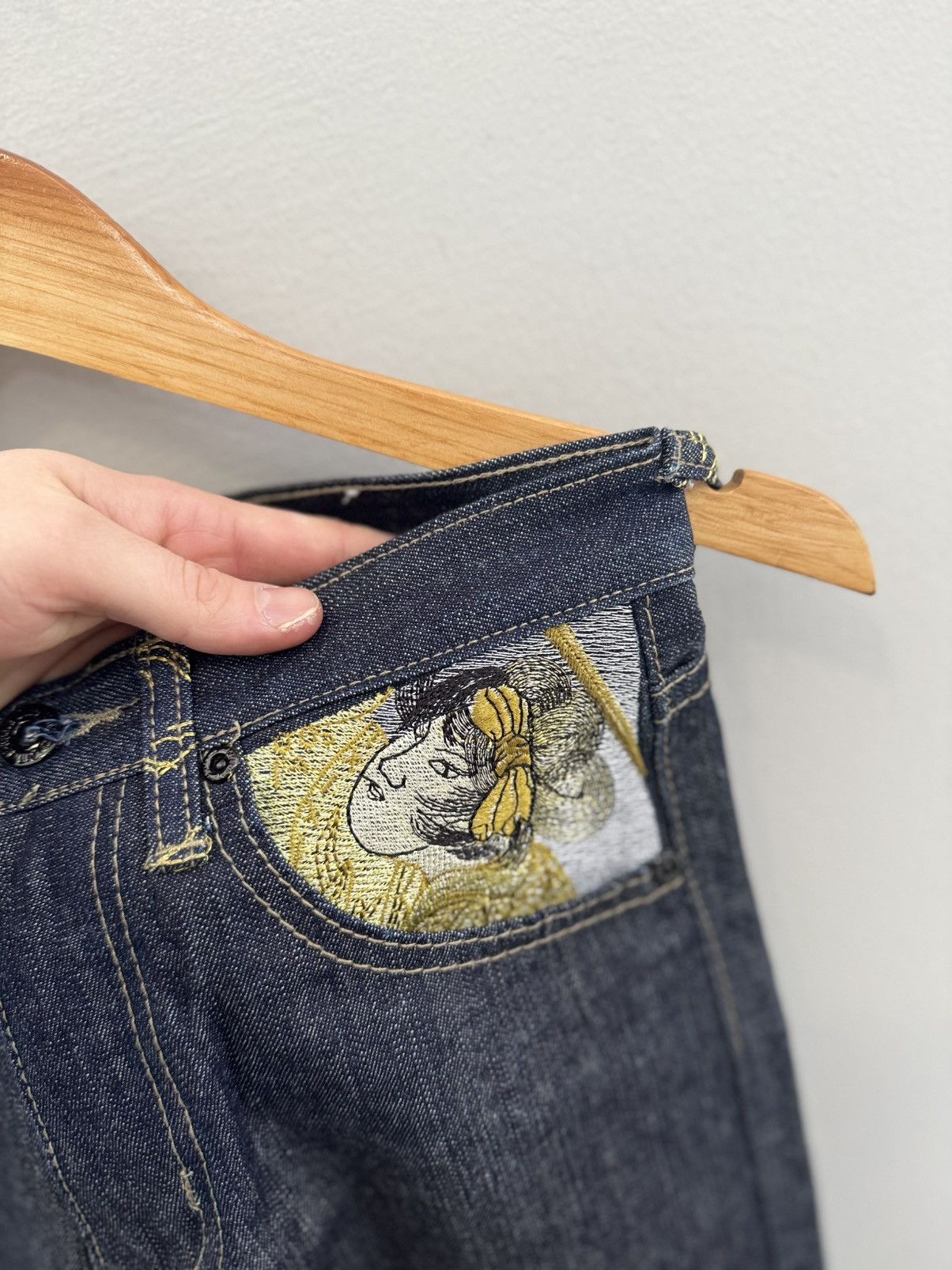 If Six Was Nine × Japanese Brand vintage patchwork japan jeans distressed low rise flared 90s Size 27" / US 4 / IT 40 - 4 Thumbnail