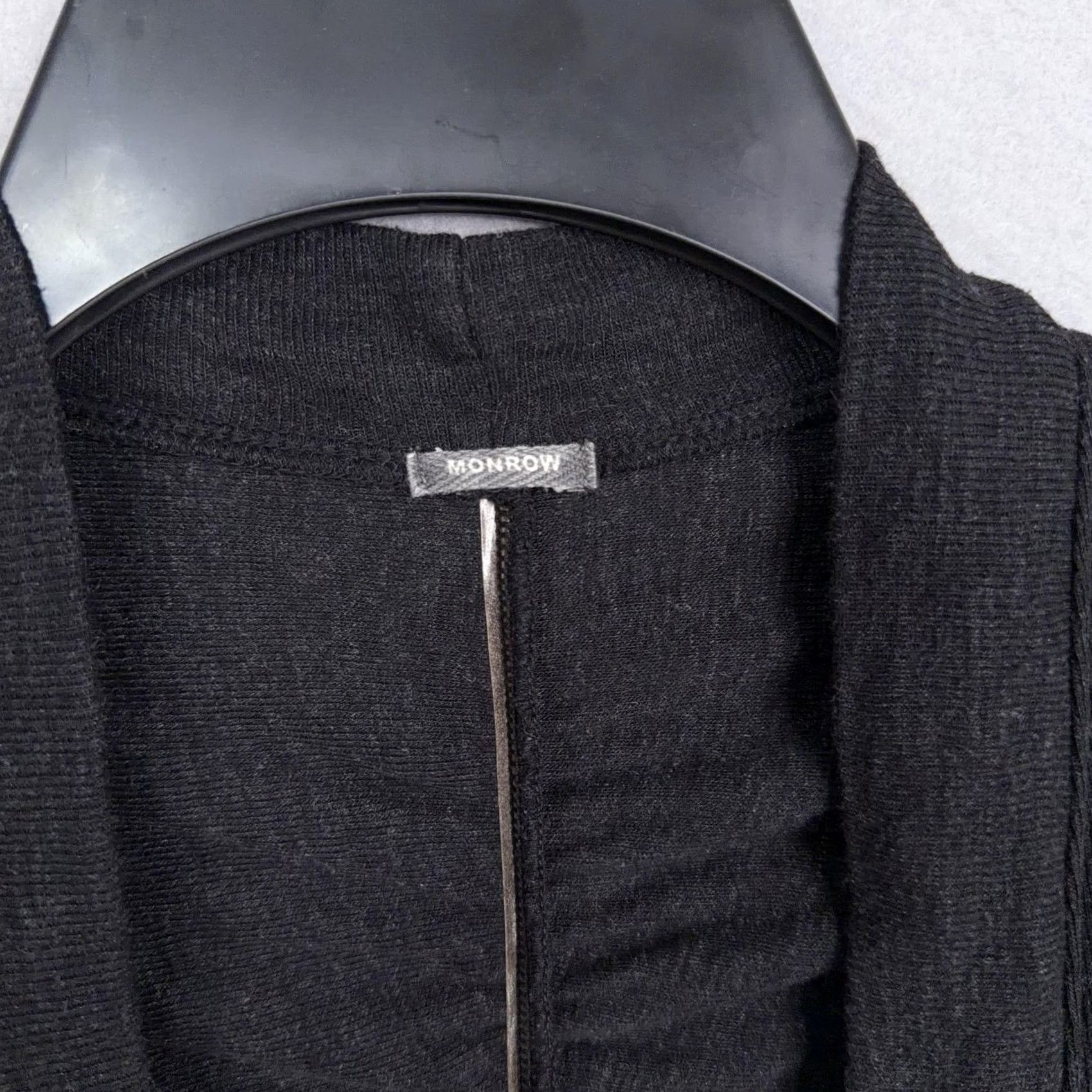 MONROW Monrow Cardigan Sweater Womens XS Black Ruched Back Open Front Lightweight 3/4 Sleeve Zipper Casual Fall All Seasons Womens Size XS / US 0-2 / IT 36-38 - 4 Thumbnail