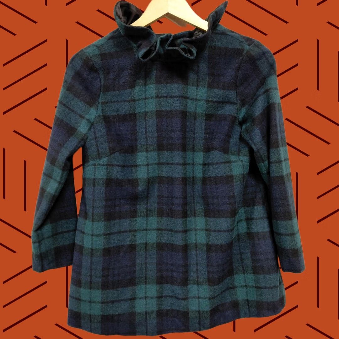 Vintage TUCKERNUCK Plaid Wool Blend Coat Blue Long Sleeve Collared Women XS Tie Closure Casual Business Size XS / US 0-2 / IT 36-38 - 1 Thumbnail