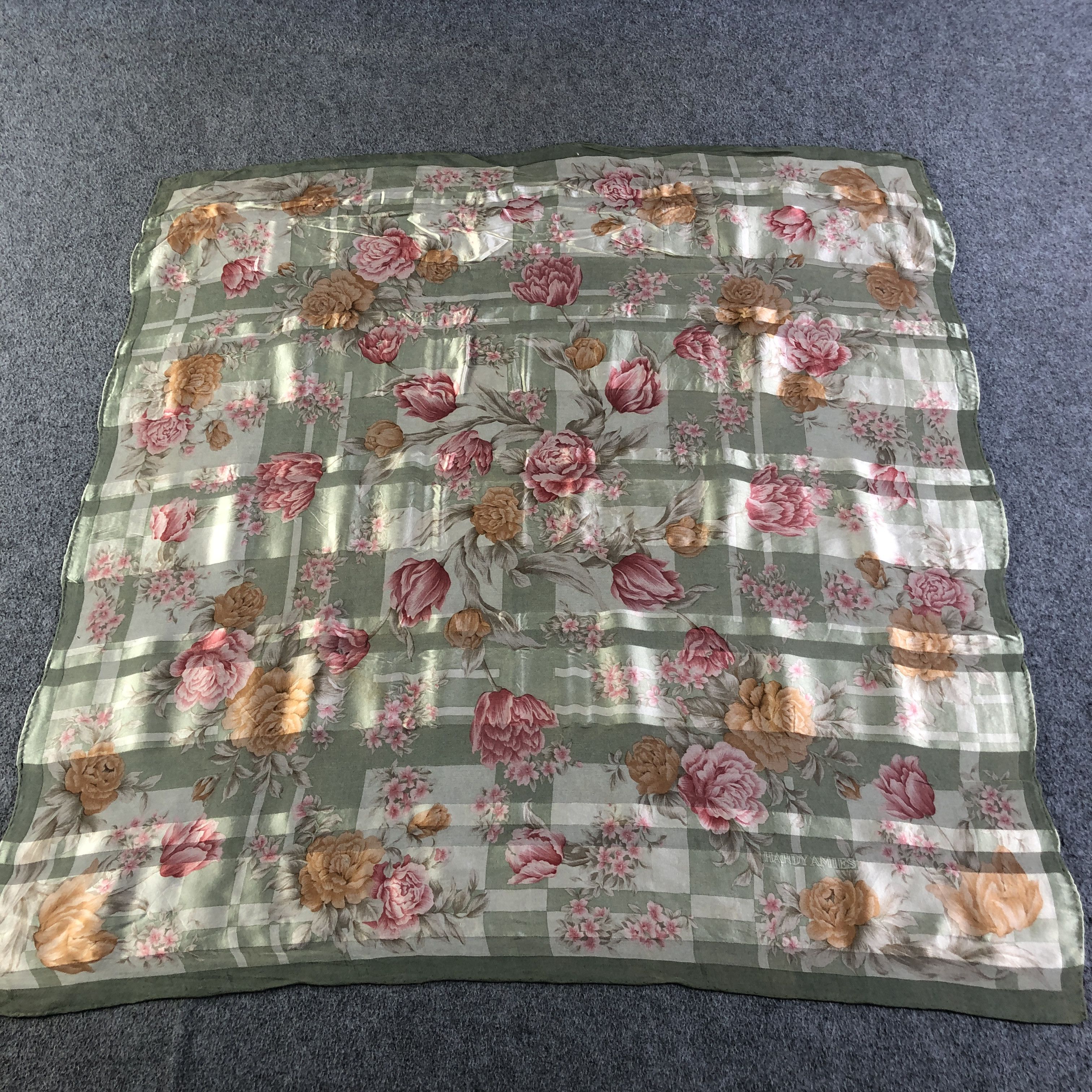 Hardy Amies Hardy Amies Floral Hand Rolled Silk Scarf M1045 Size ONE SIZE - 2 Thumbnail