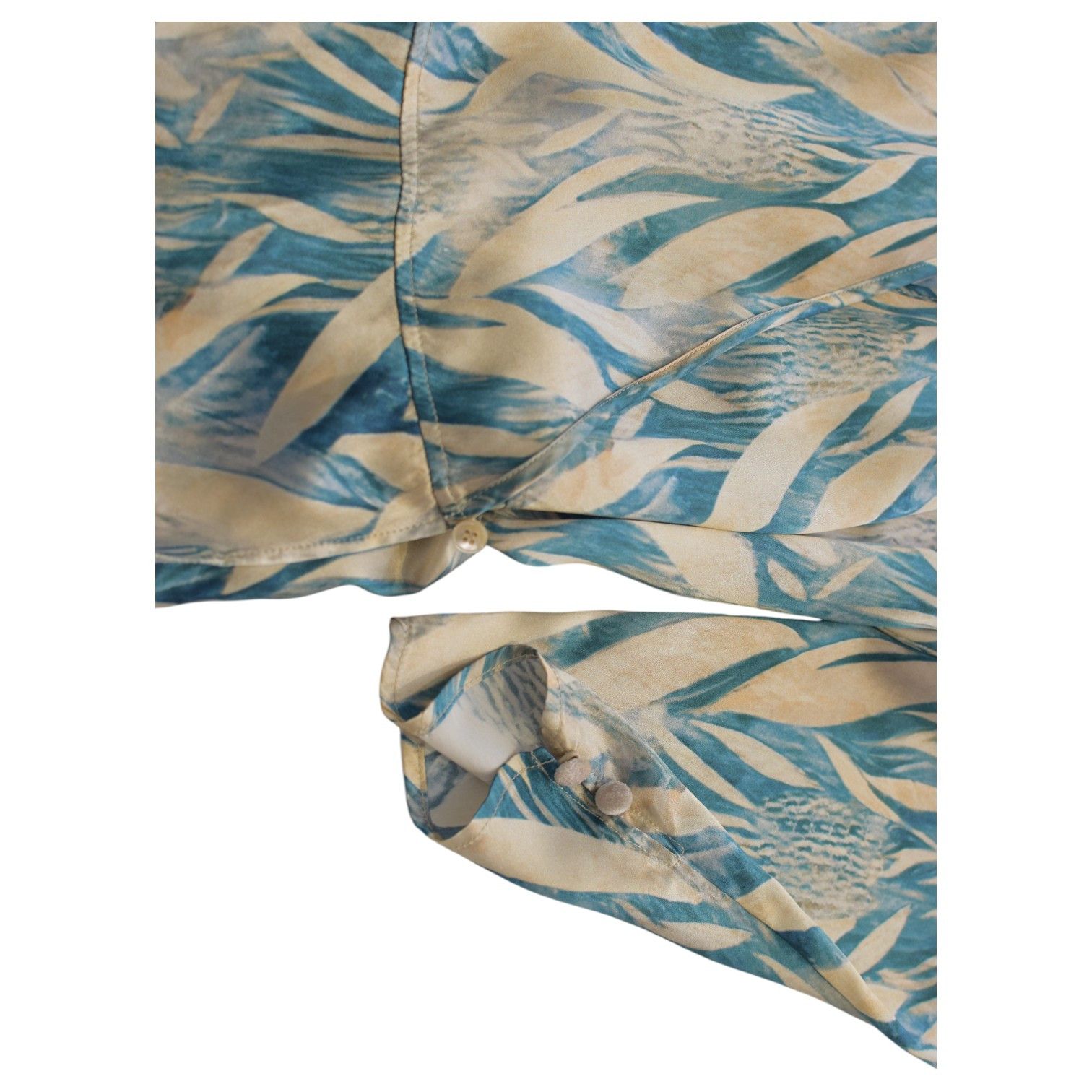 forte_forte Forte_Forte Beige & Turquoise 100% Silk Wrap Midi Dress Size ONE SIZE - 6 Thumbnail