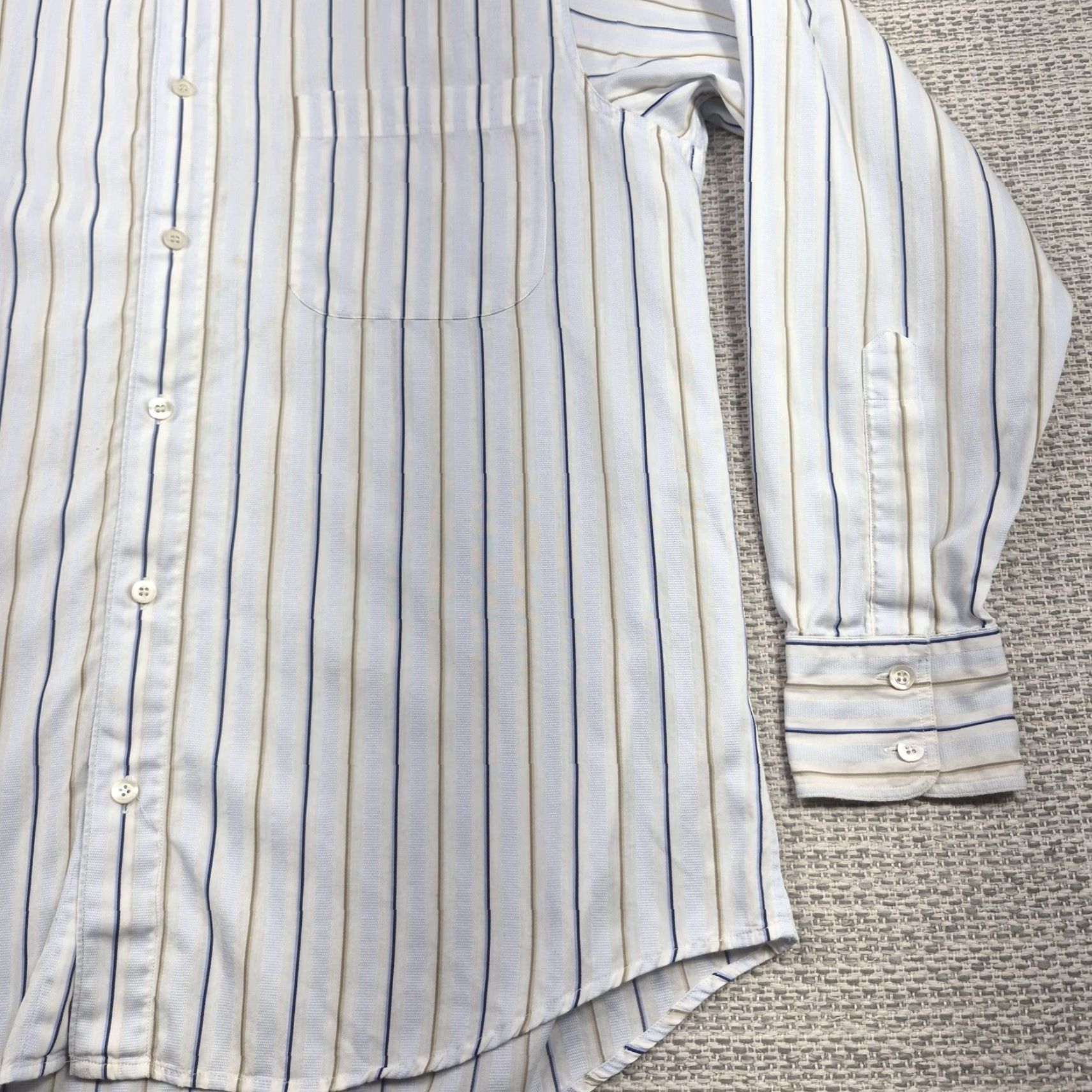 Ermenegildo Zegna Ermenegildo Zegna Button Up Shirt Mens Large White Stripe Long Sleeve Dress Shirt Size 42R - 2 Thumbnail