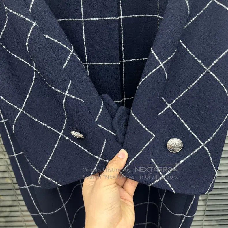 Balenciaga Balenciaga Navy blue checkered cloak coat Size XS / US 0-2 / IT 36-38 - 5 Thumbnail