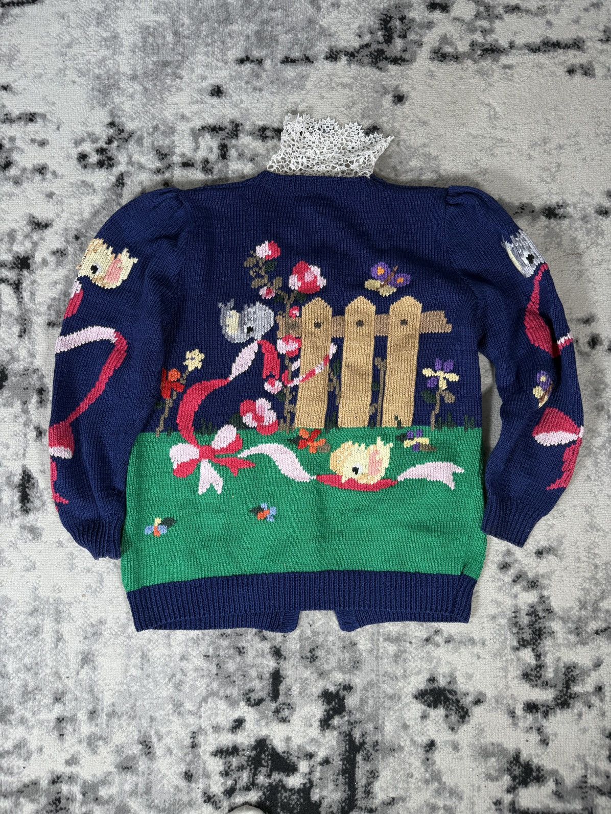Vintage Vintage 1988 Berek Hand Knitted Pima Cotton Garden Sweater Size L / US 10 / IT 46 - 4 Thumbnail