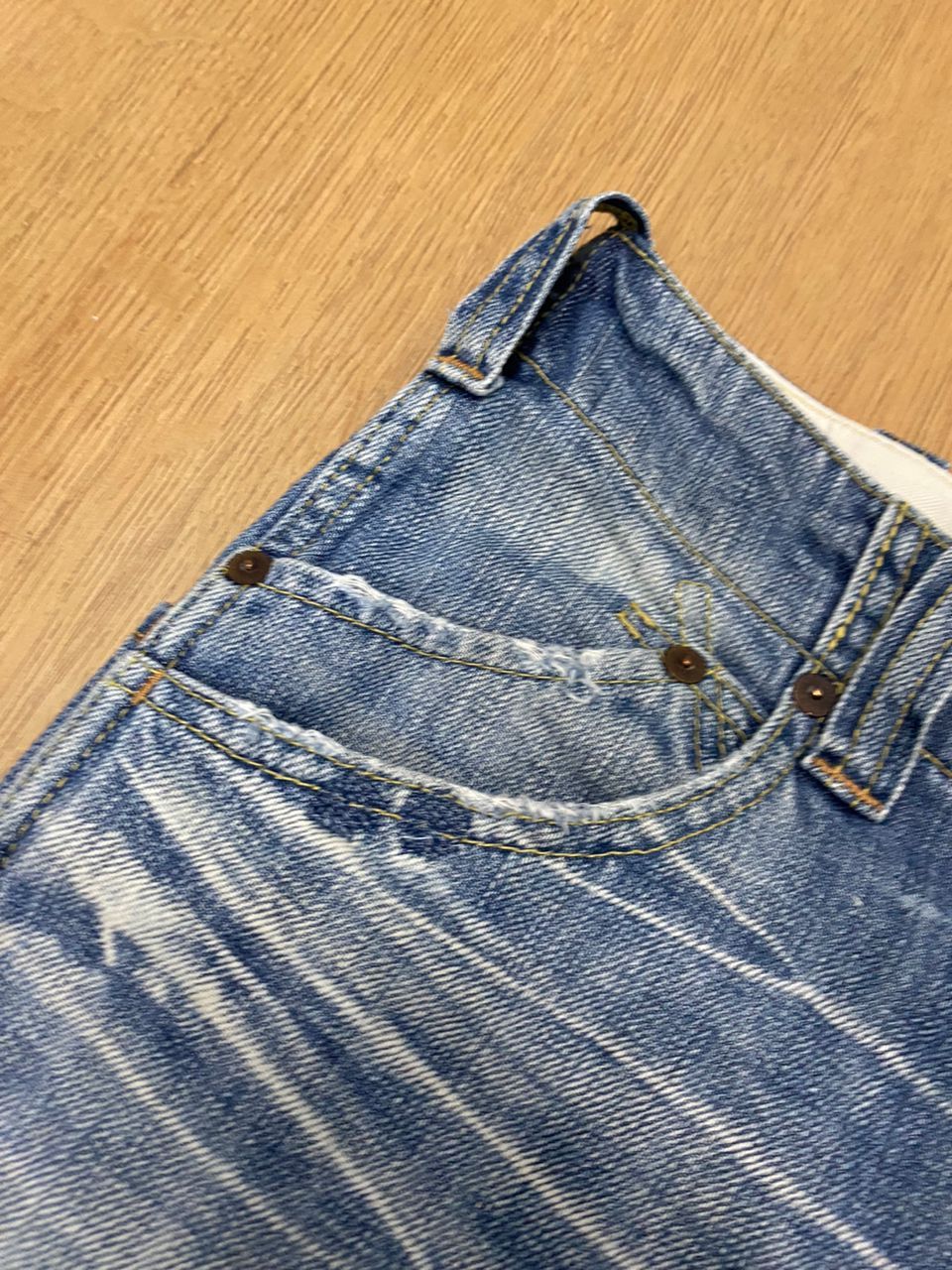 Japanese Brand 💥 Need Gone💥 Bartack Work Clothing Dept Distressed Jeans Size US 31 - 16 Thumbnail