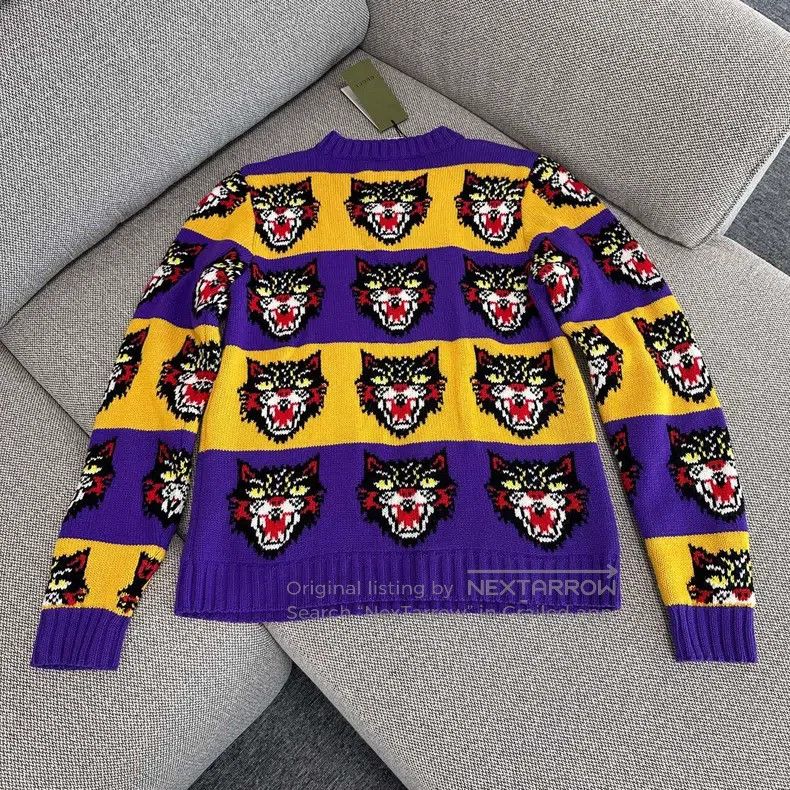Gucci Gucci Contrast colour cat head full print sweater long sle Size S / US 4 / IT 40 - 2 Thumbnail