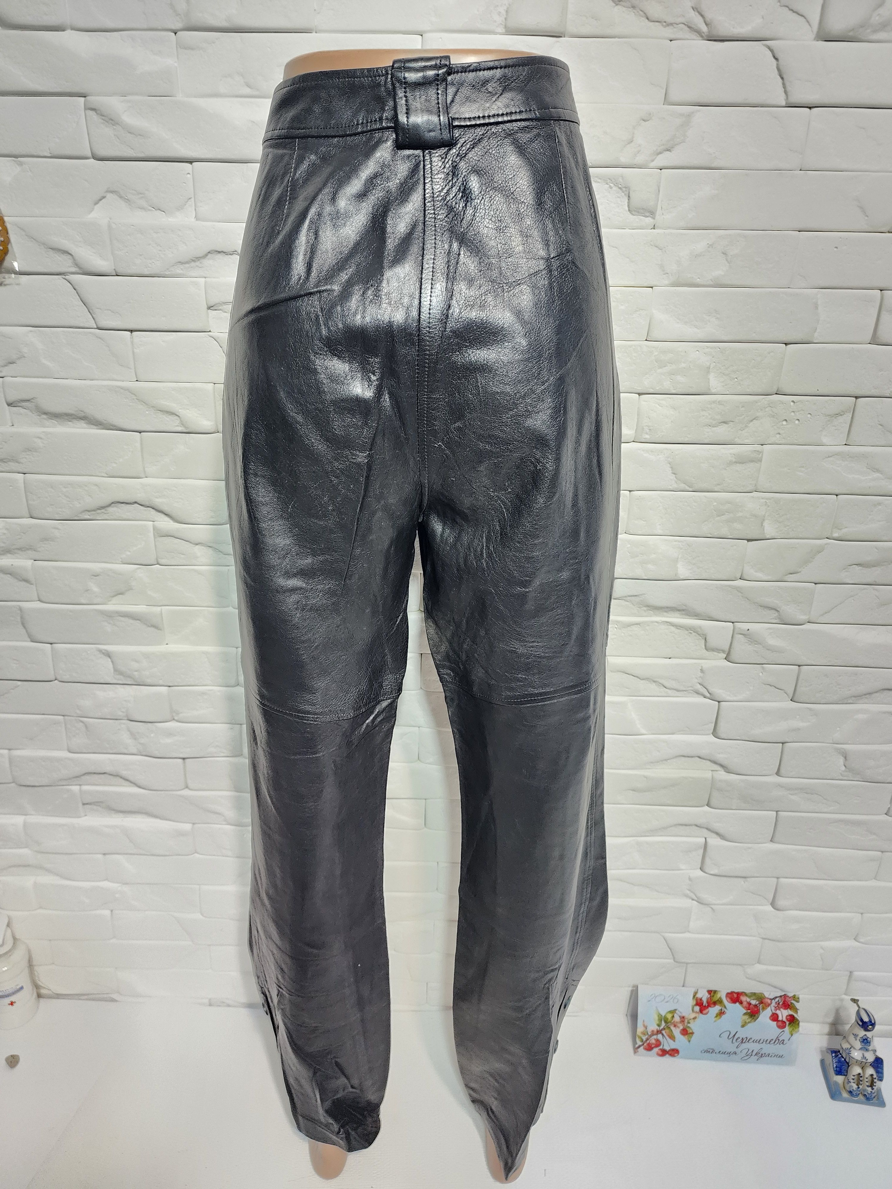 Other Black Leather Pants: Women's Style Genuine Leather Trousers Size 28" / US 6 / IT 42 - 4 Thumbnail