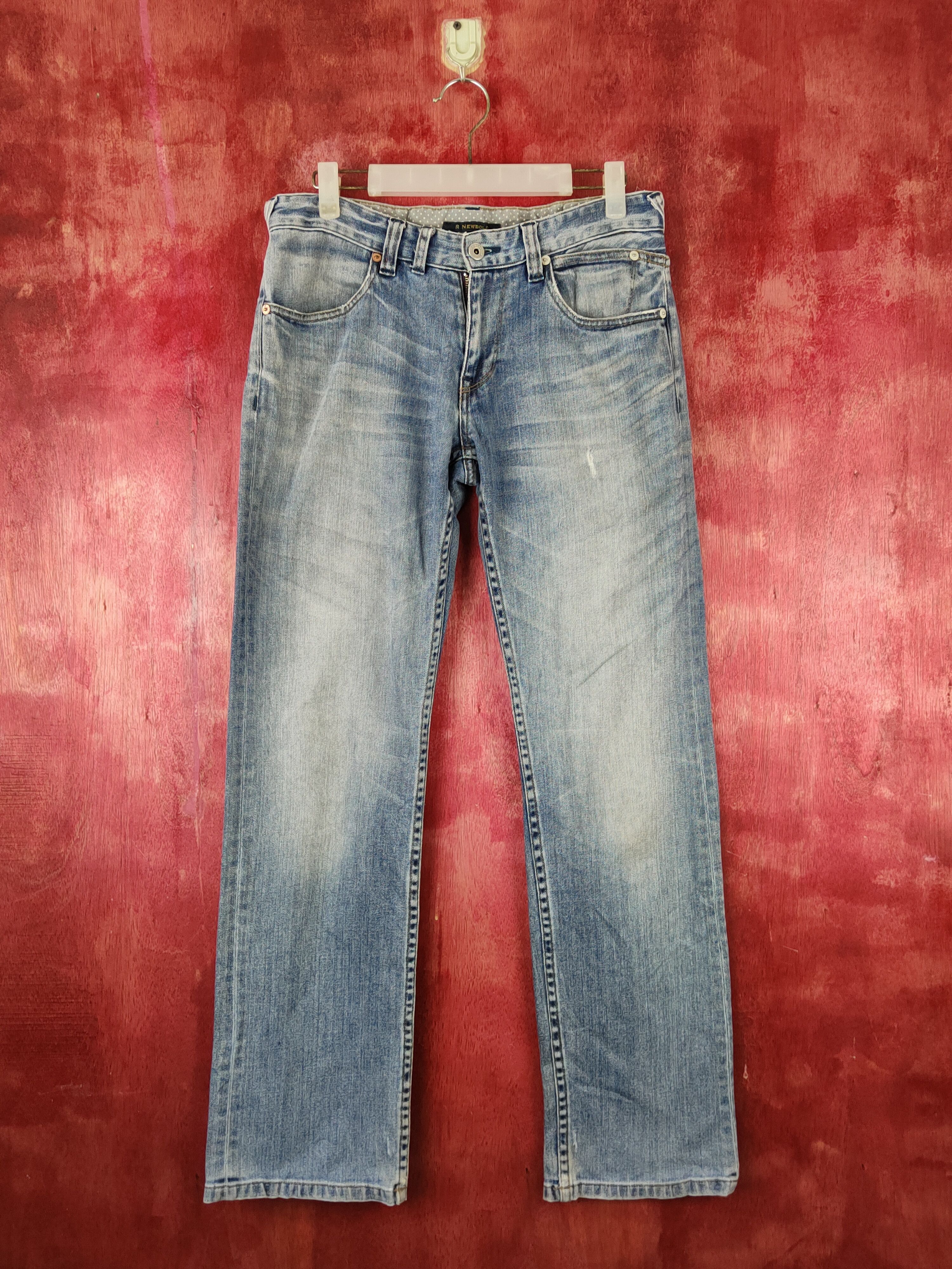 image of Distressed Denim x R Newbold R.newbold Blue Faded Distressed Ripped Jeans S1670 in Blue Denim, Wome