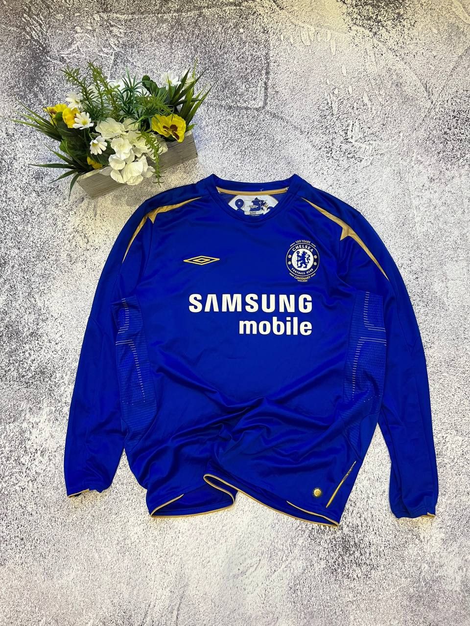 image of Soccer Jersey x Umbro Chelsea 2005/2006 100 Years Long Sleeve Jersey Vintage XL in Navy, Men's