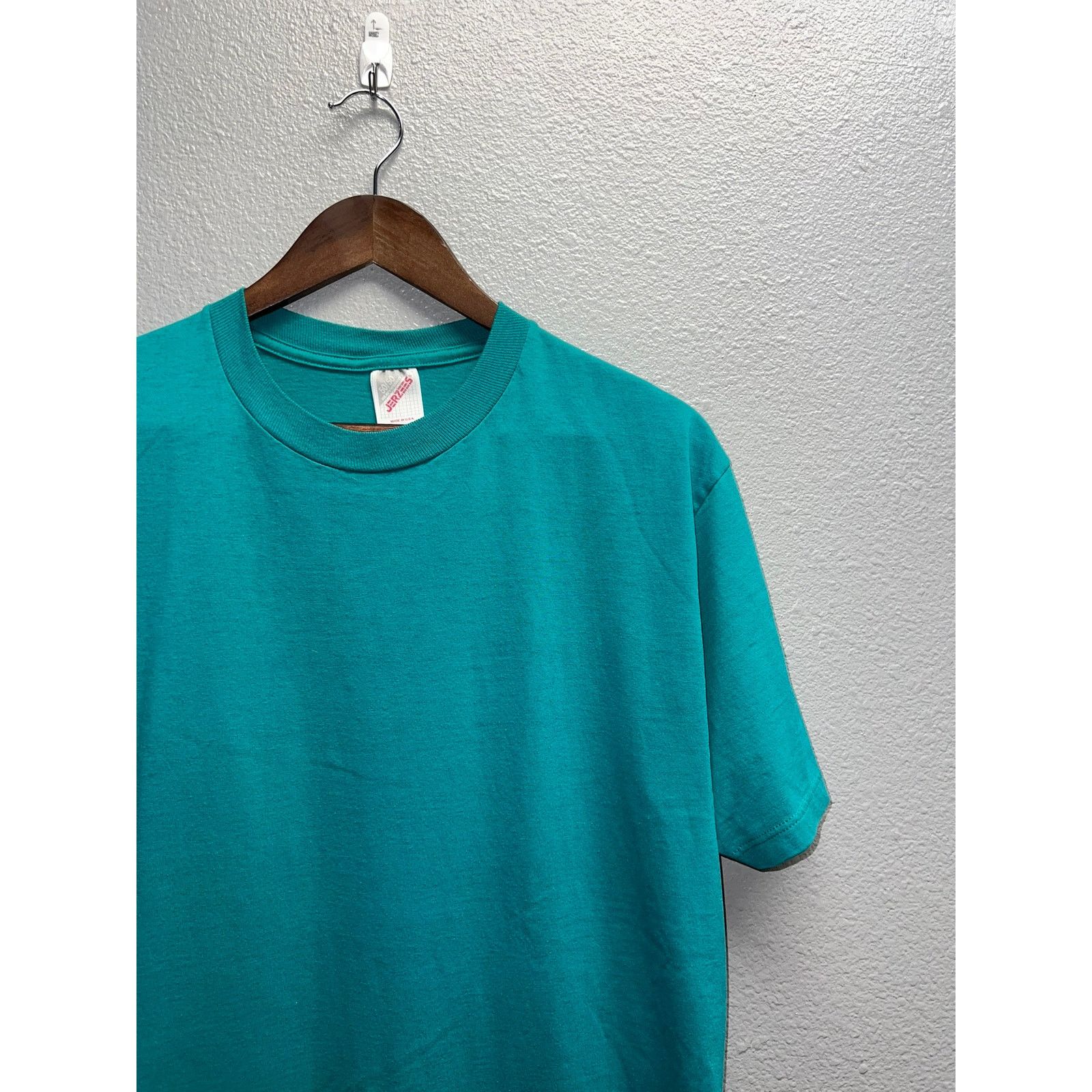 Jerzees Vintage Green Blank Shirt Jerzees 50/50 Teal USA 90s Large Size US L / EU 52-54 / 3 - 2 Thumbnail