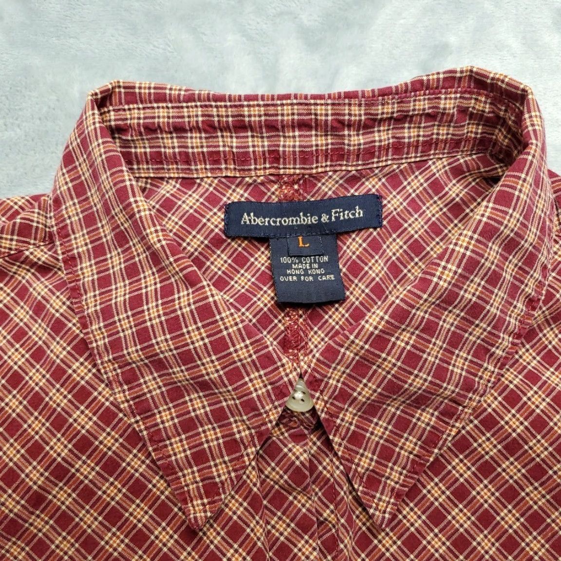 Abercrombie & Fitch VINTAGE Abercrombie & Fitch Shirt Womens Large Maroon Plaid 3/4 Sleeve Button-Up Casual Cotton Size L / US 10 / IT 46 - 4 Thumbnail