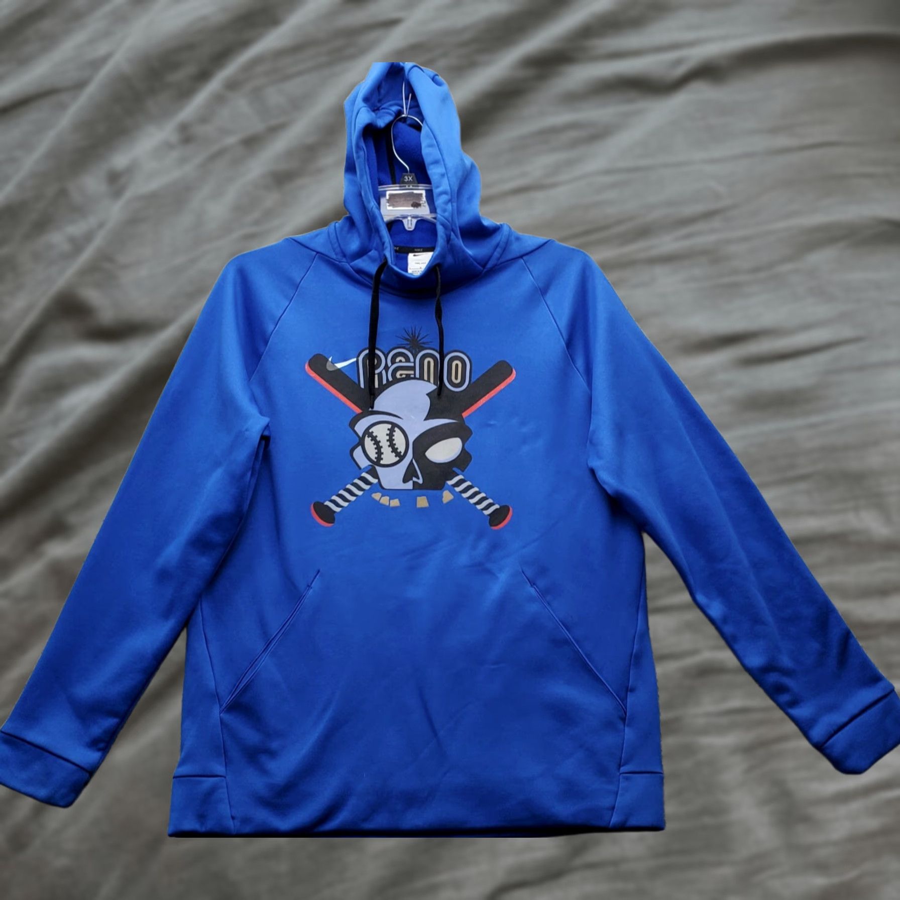 Nike Nike Hoodie: Mens L Blue Dri-FIT Skull Graphic Front Pullover Hooded, Fleece Lined, 100% Polyester, Chest 22.5", Length 28.5" Size US L / EU 52-54 / 3 - 1 Thumbnail