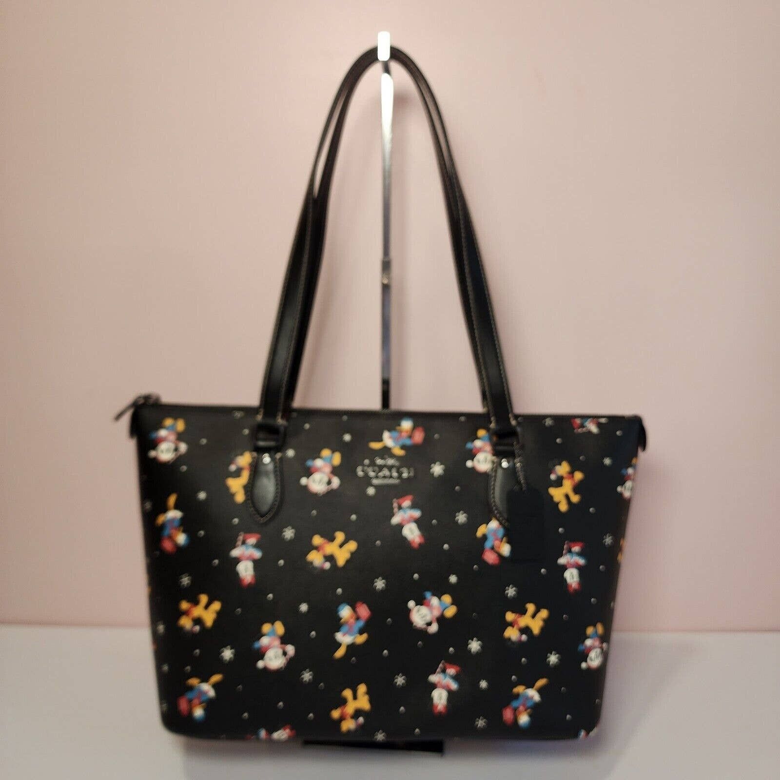 image of NWT Coach Cm189 Disney X Coach Gallery Tote Holiday Print in Blue, Women's