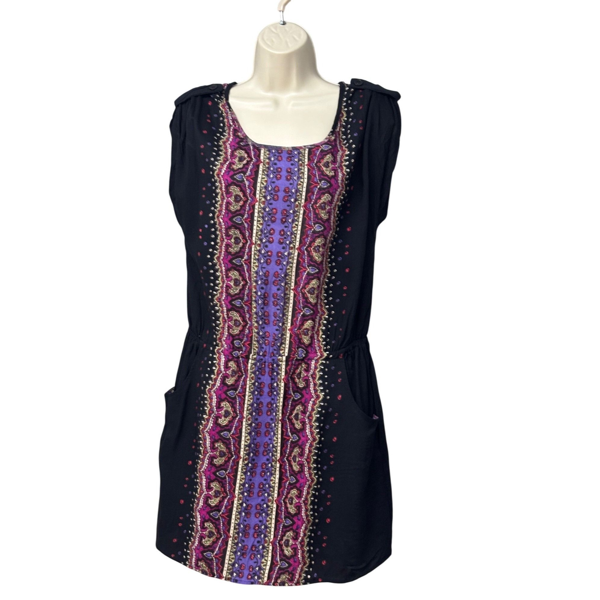 Other Angie Womens Black & Purple Boho Print Sleeveless Mini Dress Size S / US 4 / IT 40 - 1 Thumbnail