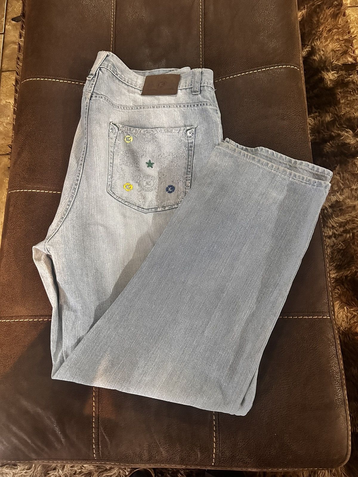 G-Unit Clean stitching, and patches light blue denim pants, 40/34 Size US 40 / EU 56 - 1 Thumbnail