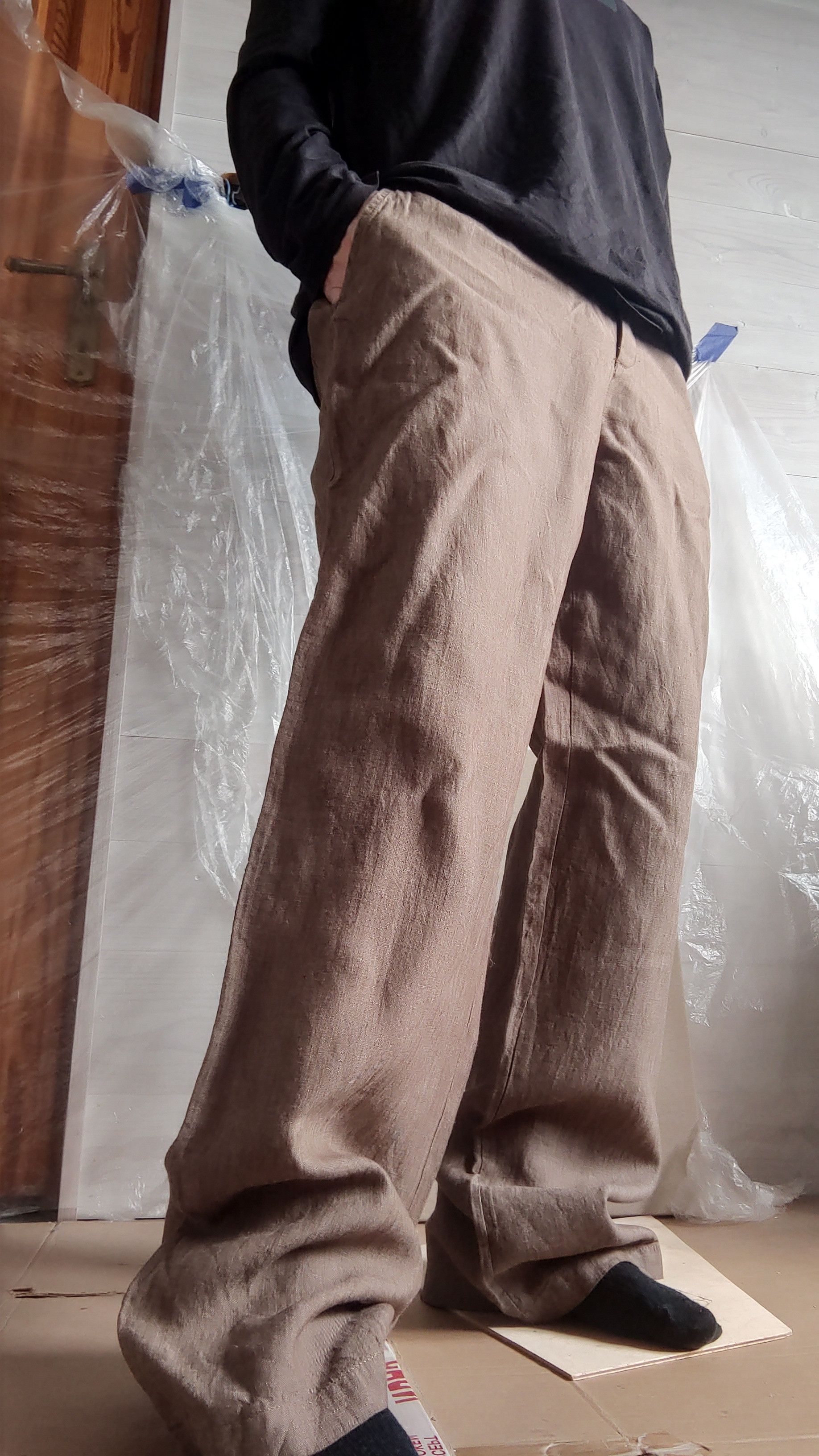 Vintage 100% Linen Pants Flared Baggy Minimalist y2k Vintage Size US 33 - 5 Thumbnail