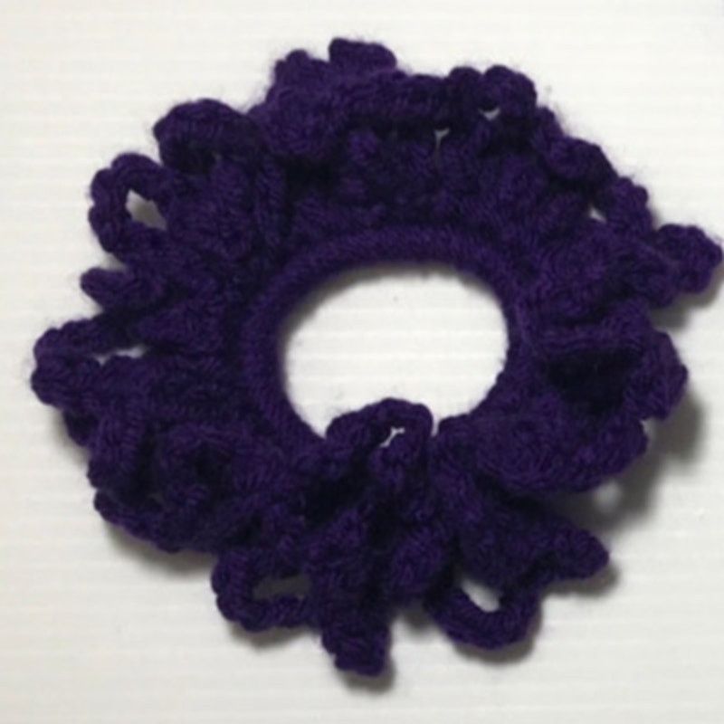 Handmade NWT Purple Gold Handmade Crocheted Hair Scrunchie Set of 3 Size ONE SIZE - 2 Thumbnail
