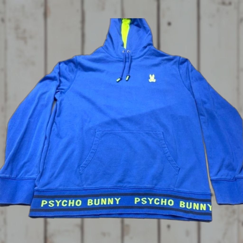Psycho Bunny Psycho Bunny Hoodie Mens 2XL Royal Blue Chartreuse Green Words Embroidered 8227 Size US XXL / EU 58 / 5 - 1 Thumbnail