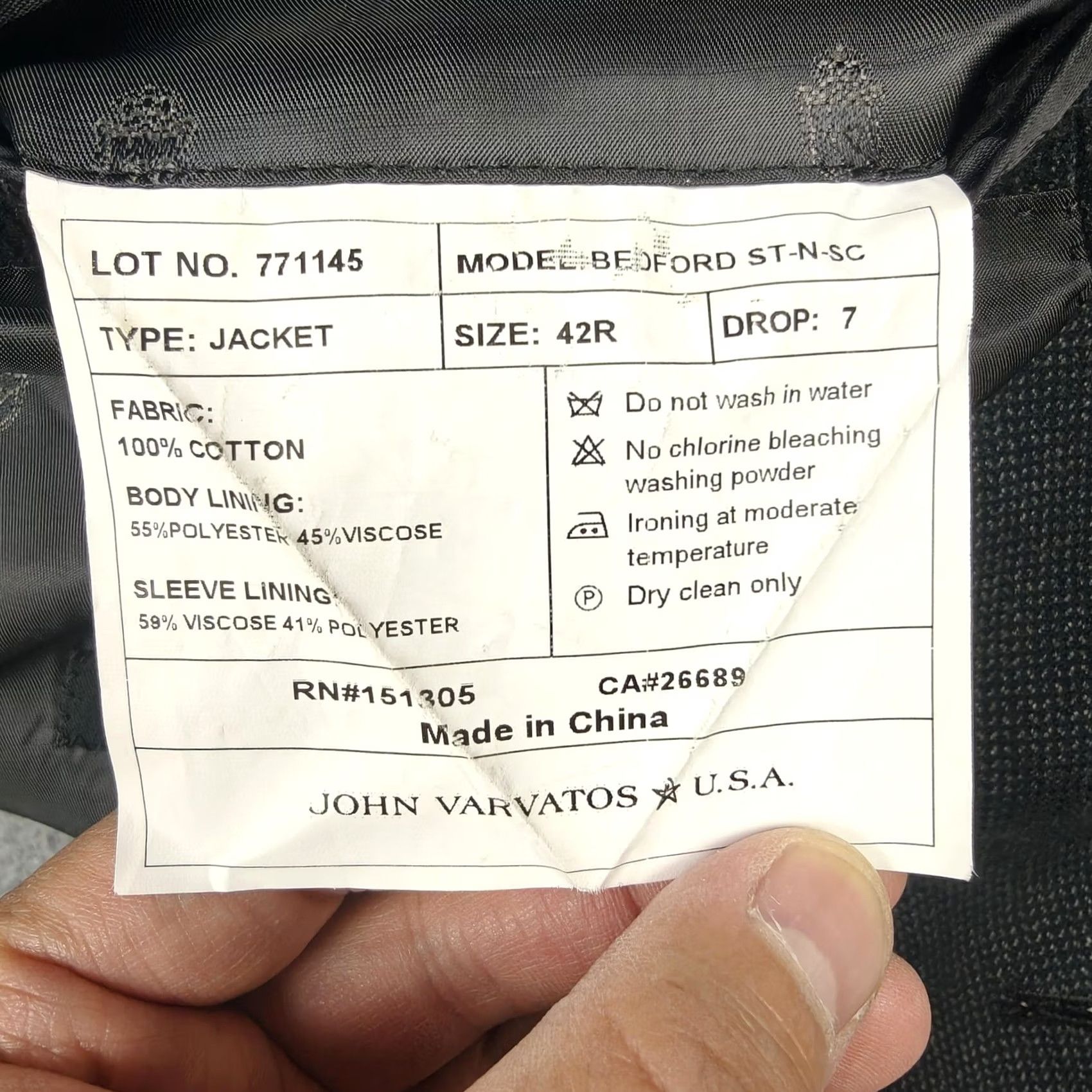 John Varvatos VINTAGE John Varvatos U.S.A. Blazer Mens 42R Gray Cotton Check Sport Coat Jacket Classic Size 42R - 6 Thumbnail