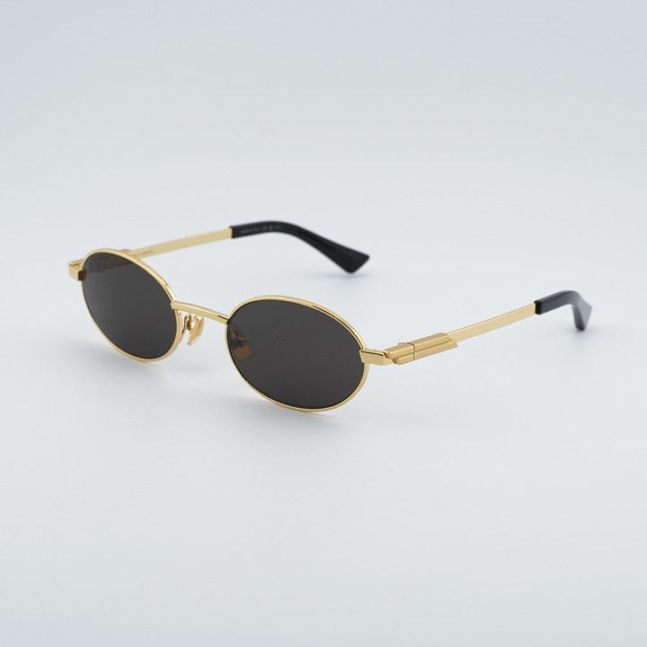 Bottega Veneta Bottega Veneta BV1470S 001 Sunglasses Gold Oval Frame, Grey Size ONE SIZE - 1 Thumbnail