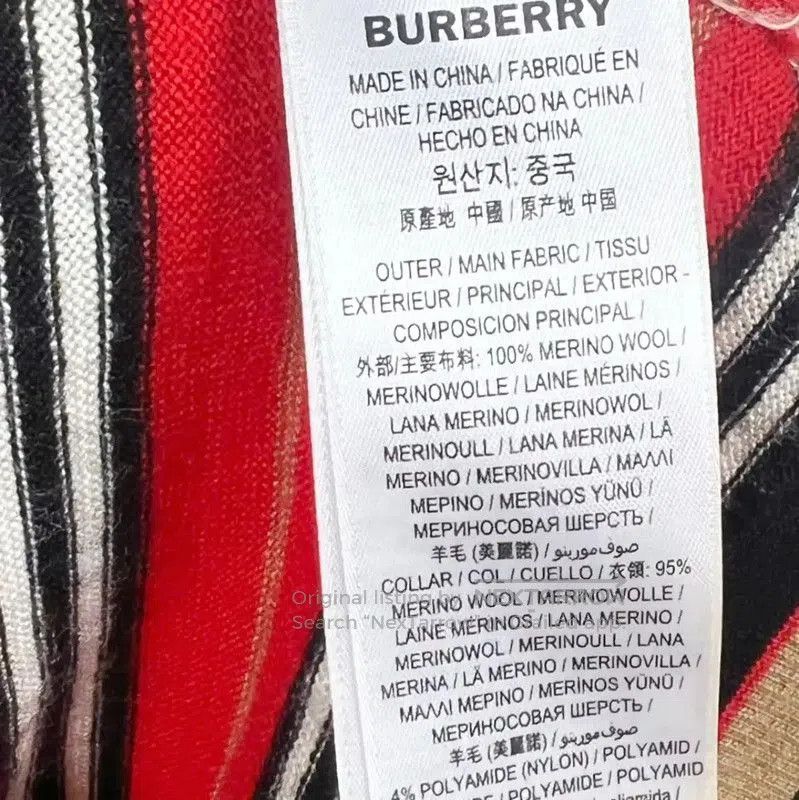 Burberry Burberry Red Striped Wool Women's T-Shirt. Size XS / US 0-2 / IT 36-38 - 5 Thumbnail