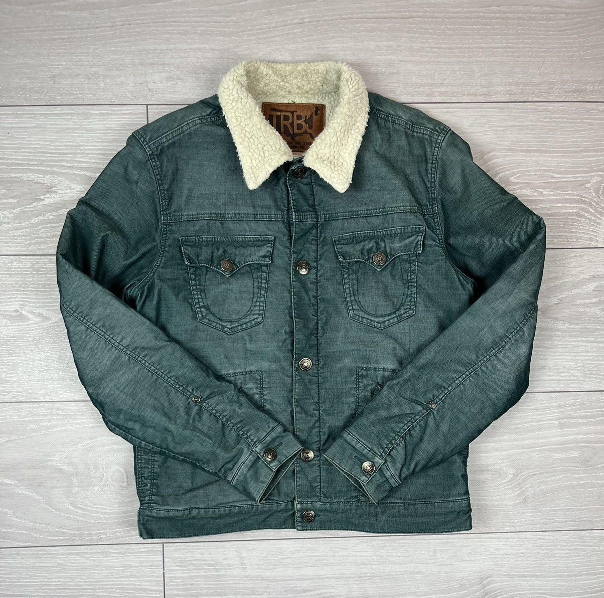 True Religion True Religion Green Logo Sherpa Jacket Streetwear Size US L / EU 52-54 / 3 - 2 Thumbnail