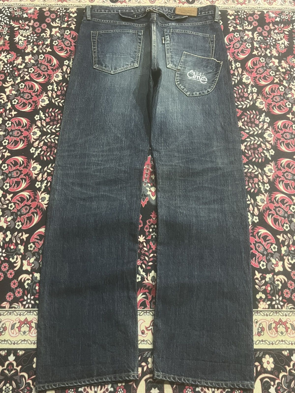 Vintage Japanese Golden Voice Buckle Back Dark Blue Selvedge Jeans Size US 37 - 2 Thumbnail