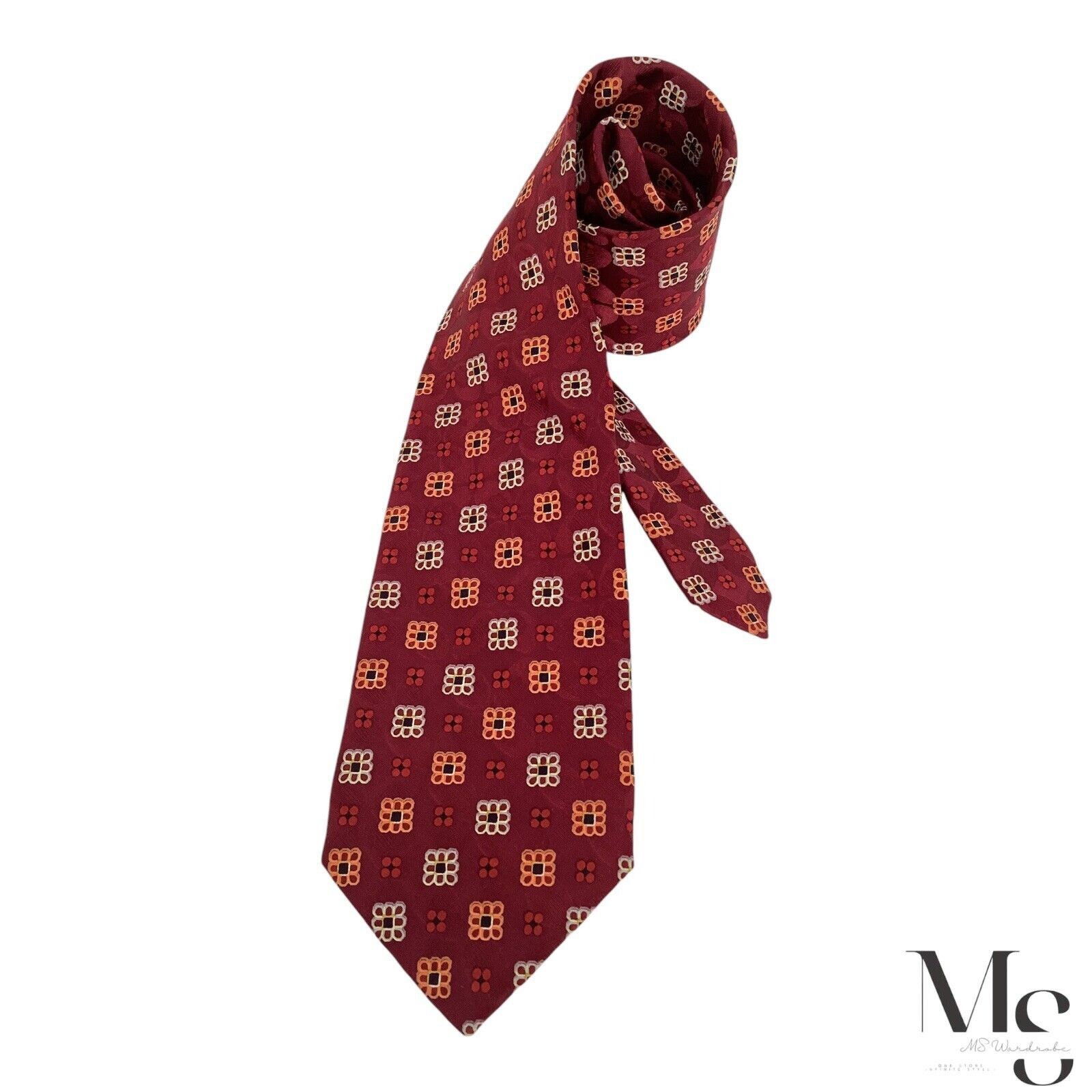 Ermenegildo Zegna ERMENEGILDO ZEGNA Burgundy Geometric Silk Tie Made In Italy Size ONE SIZE - 1 Thumbnail