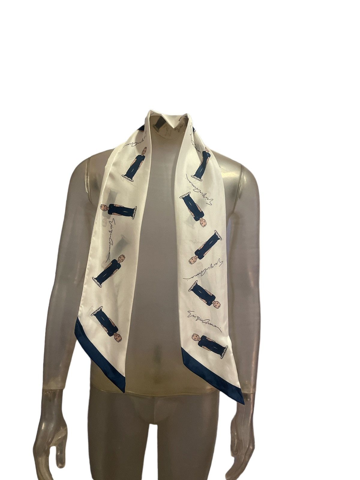 image of Giorgio Armani Iconic Signature Silk Scarve in White, Women's
