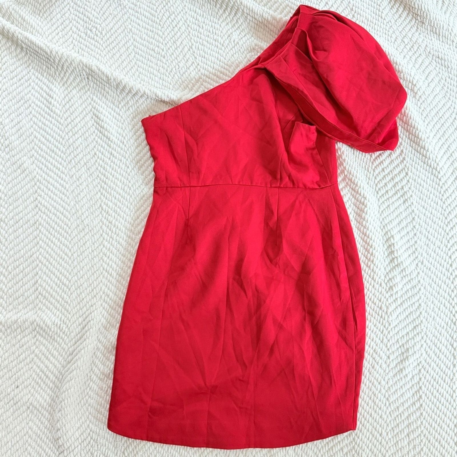 Other Do+Be Red One-Shoulder Puffed pleated Cocktail Dress large Size L / US 10 / IT 46 - 8 Thumbnail