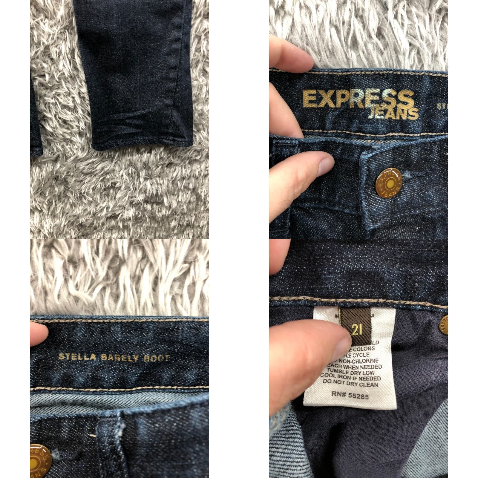 Express Express Stella Jeans Boot 21 Womens Low Rise Dark Blue Denim Size 42" / US 20 - 8 Thumbnail