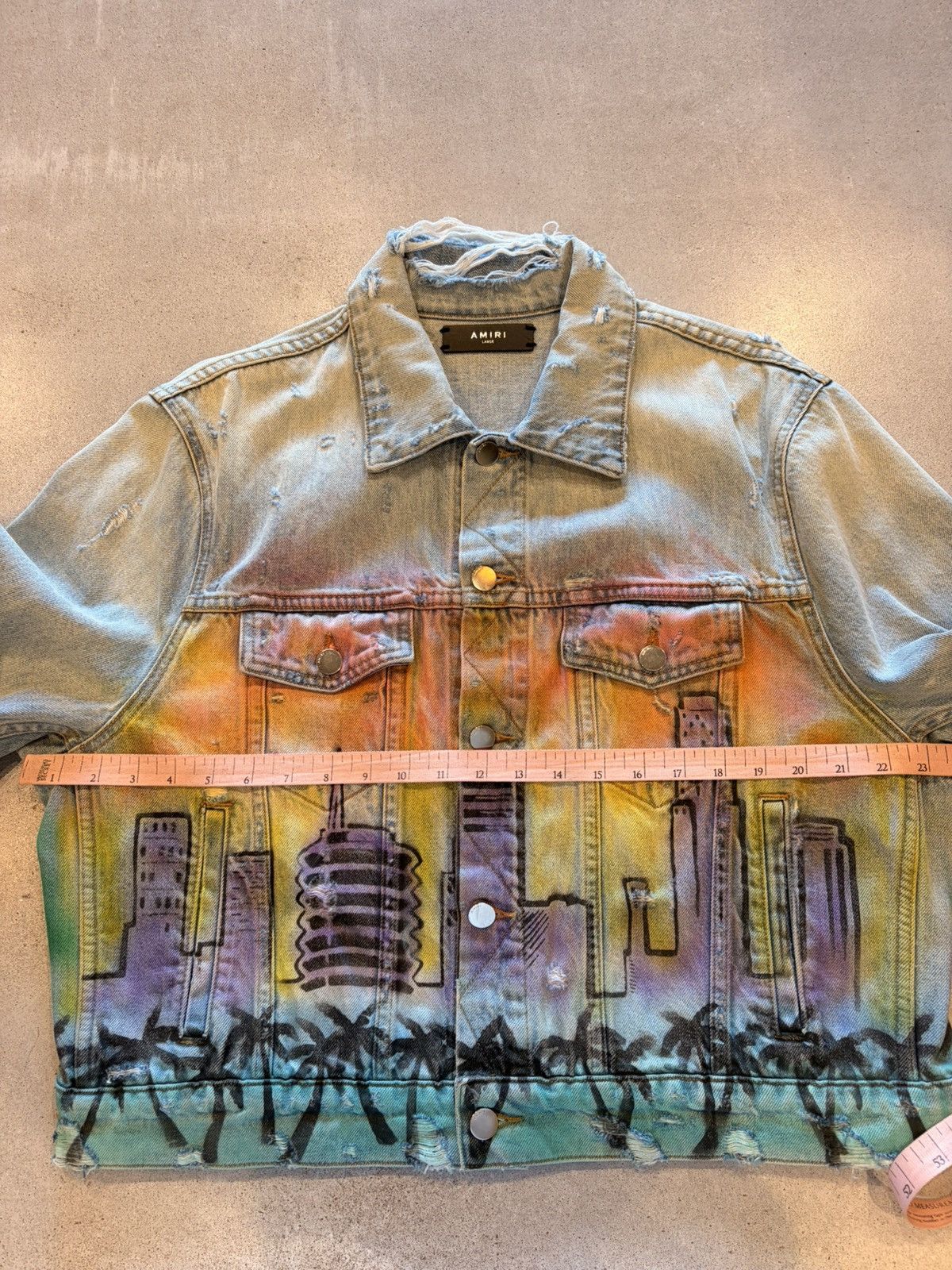 Amiri Amiri Los Angeles Indigo Denim Airbrush "Hollywood" Jacket Size L / US 10 / IT 46 - 9 Thumbnail