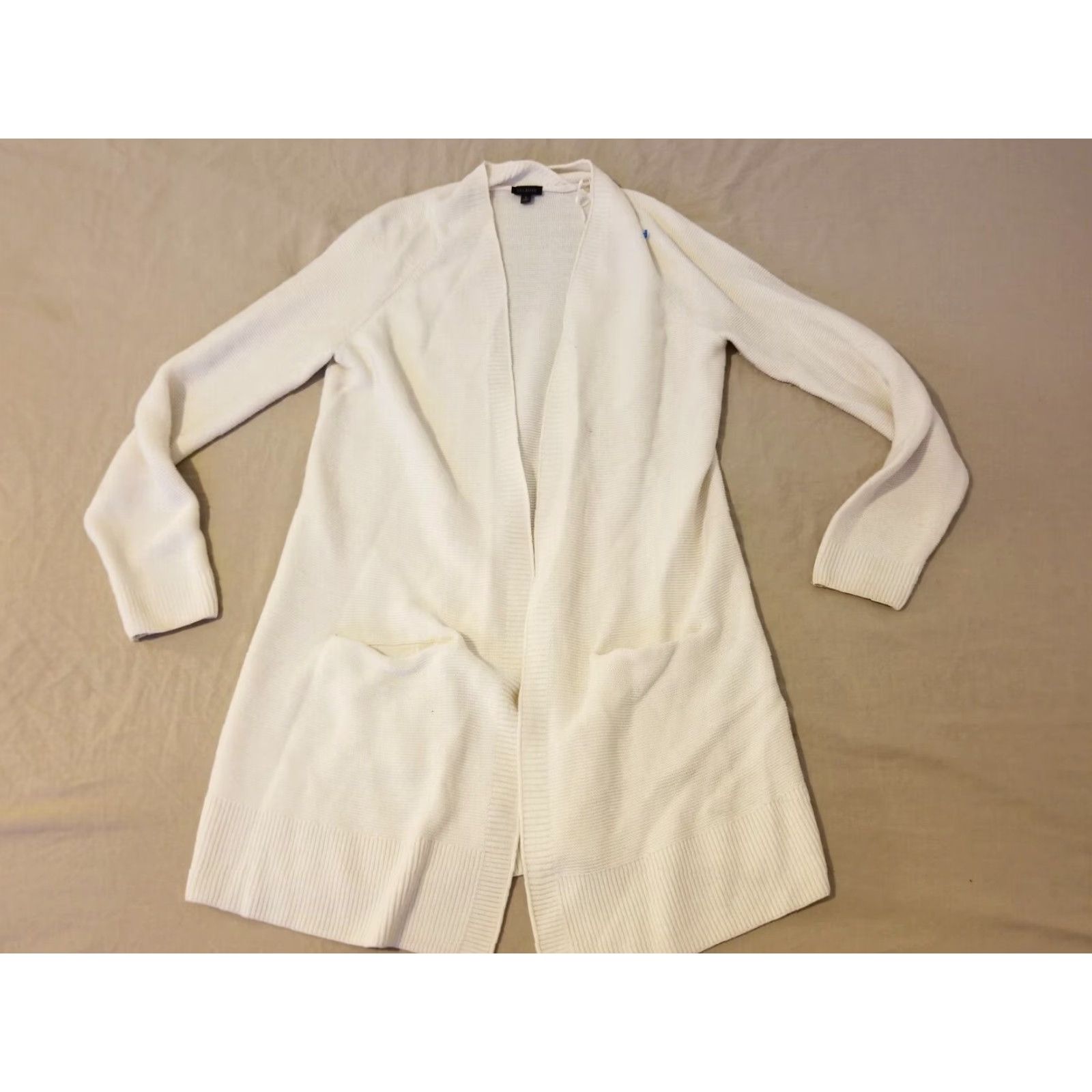 Talbots Womens Talbots Cardigan Sweater S Small Ivory Cotton Wool Jacket Cream Size S / US 4 / IT 40 - 2 Thumbnail