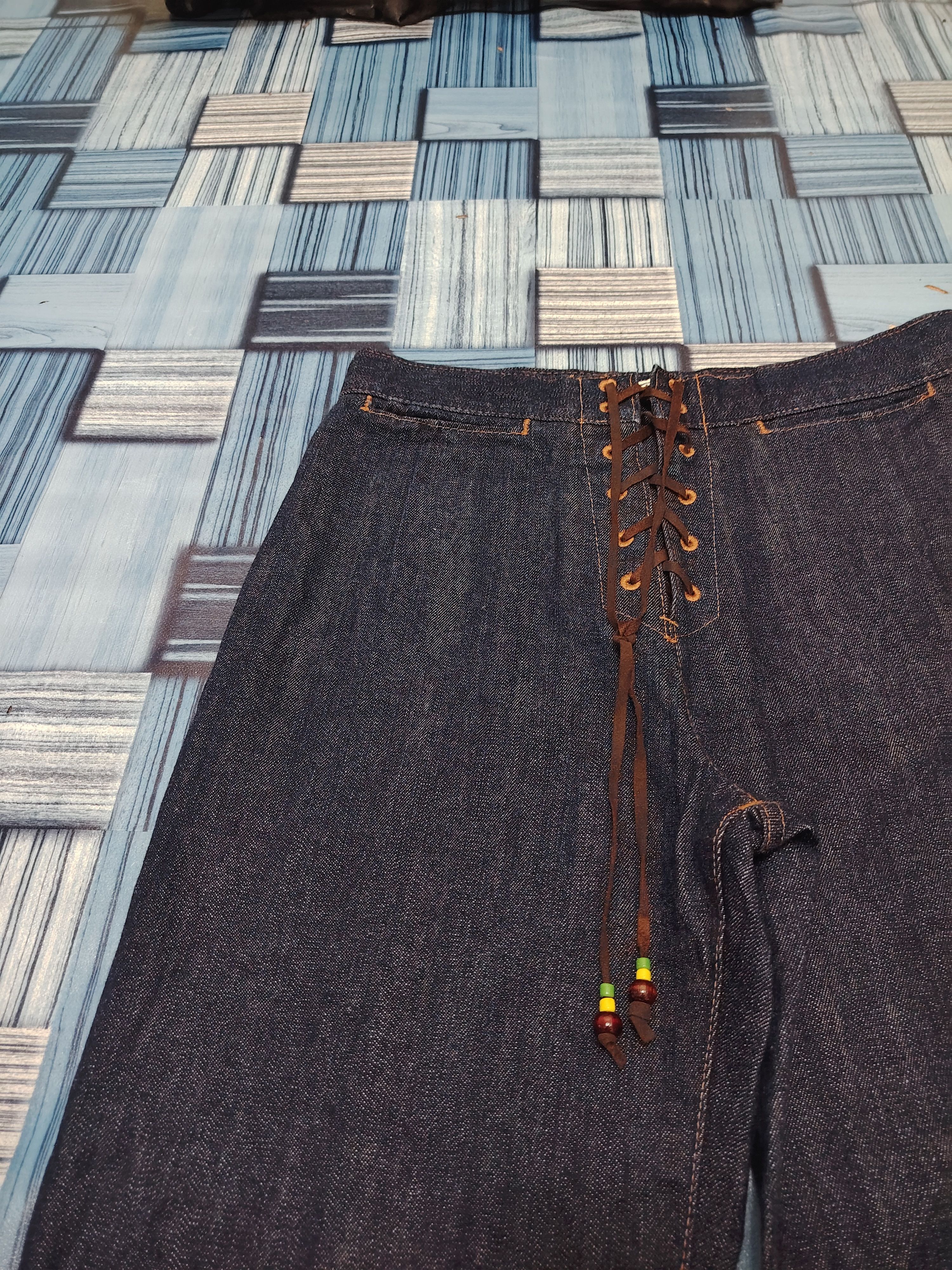 If Six Was Nine Rare💥Insane💥Japanese Vale Lace up Flare Jeans Size 26" / US 2 / IT 38 - 6 Thumbnail