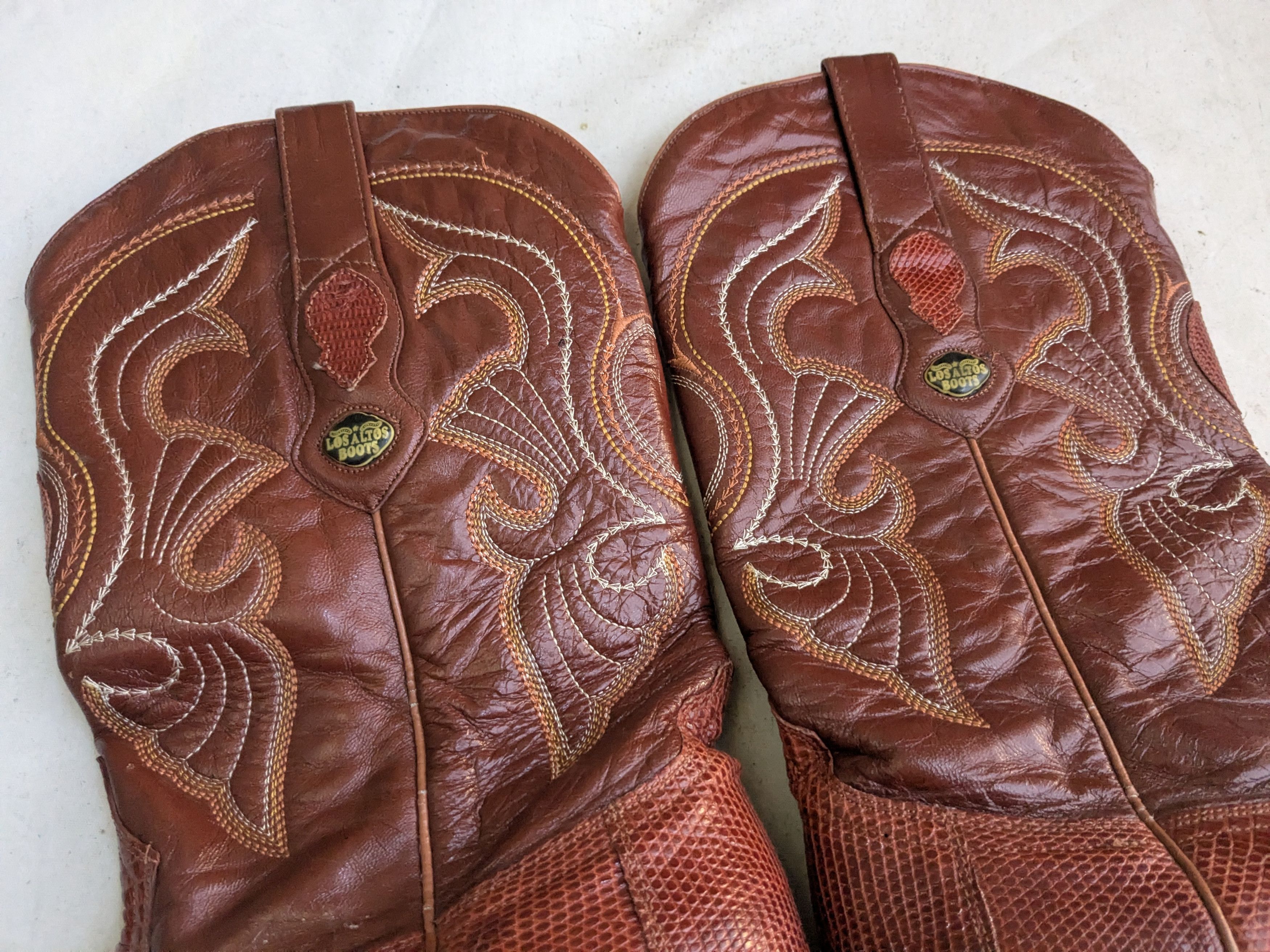Genuine Leather Lizard Cowboy Boots Brown 11.5 EE Wide Mexico Botas Western Size US 11.5 / EU 44-45 - 5 Thumbnail