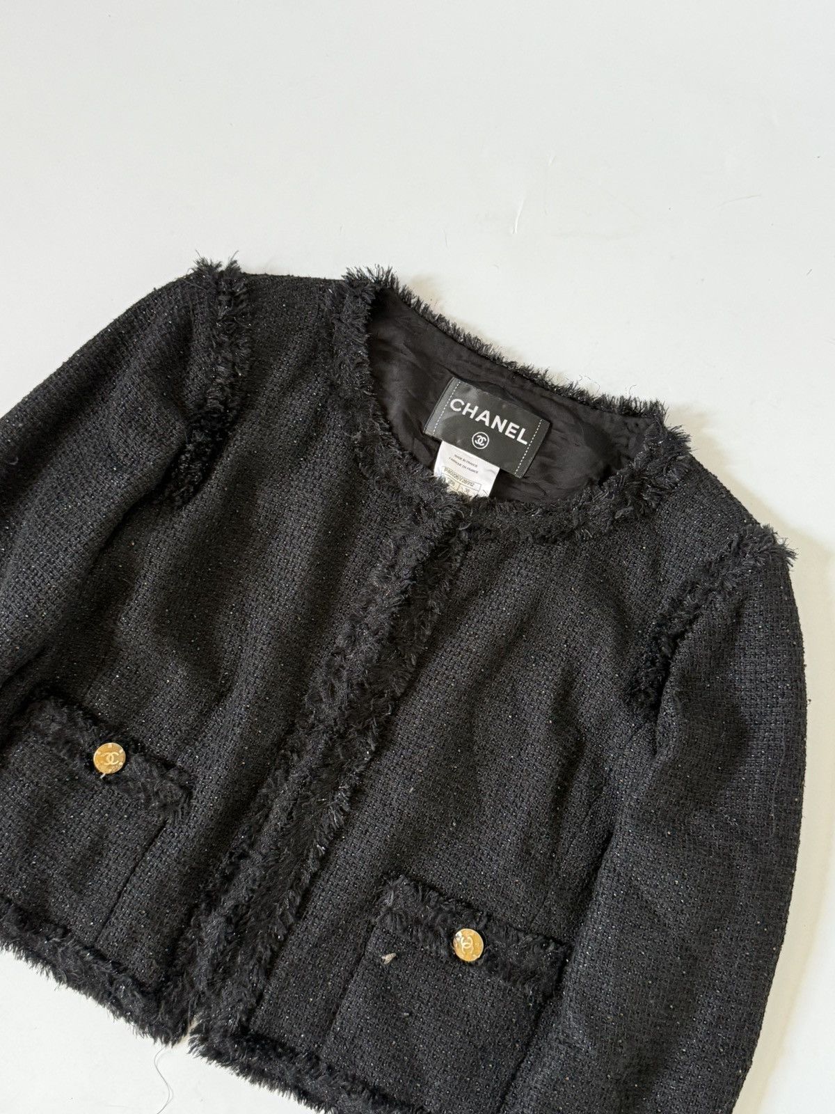 Chanel Chanel 2011 Cruise Collection Black Tweed Cropped Jacket Size S / US 4 / IT 40 - 4 Thumbnail