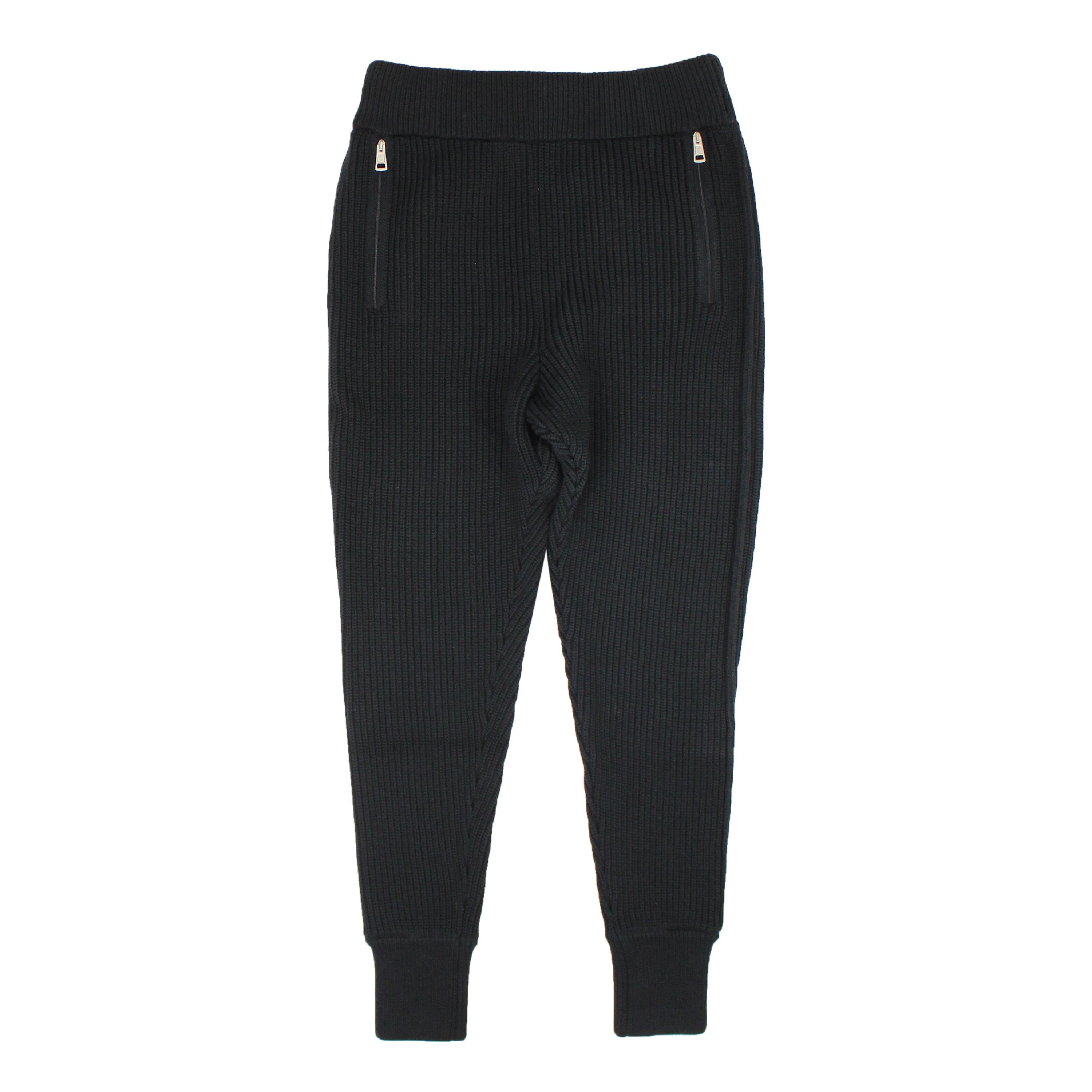 Image of Moncler Black Logo Rib Knit Jogger Sweatpants Size M, Women's