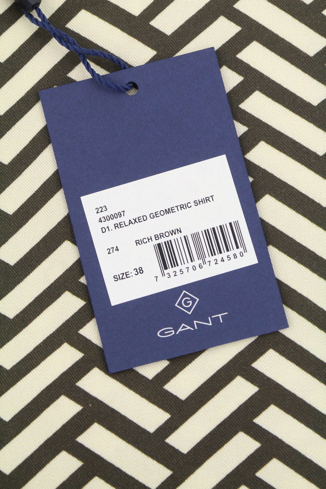 Gant RELAXED GEOMETRIC EU38 Rich Brown Oversized Spread 87534 Size M / US 6-8 / IT 42-44 - 7 Thumbnail