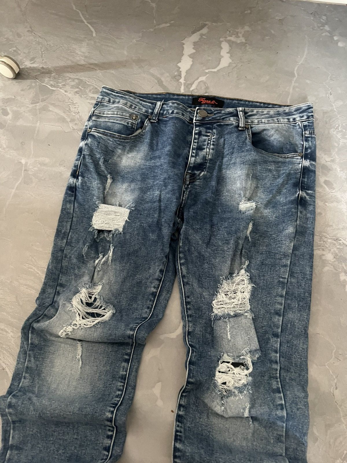 Japanese Brand Shredded Faded Streetwear / Slim Relax Y2K Undercover Style Size US 34 / EU 50 - 2 Thumbnail