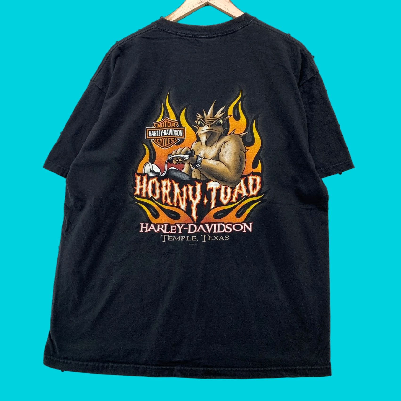 Harley Davidson Vintage Harley-Davidson Clown Horny Toad T Shirt Men XL Black Temple Texas Flame Size US XL / EU 56 / 4 - 1 Thumbnail