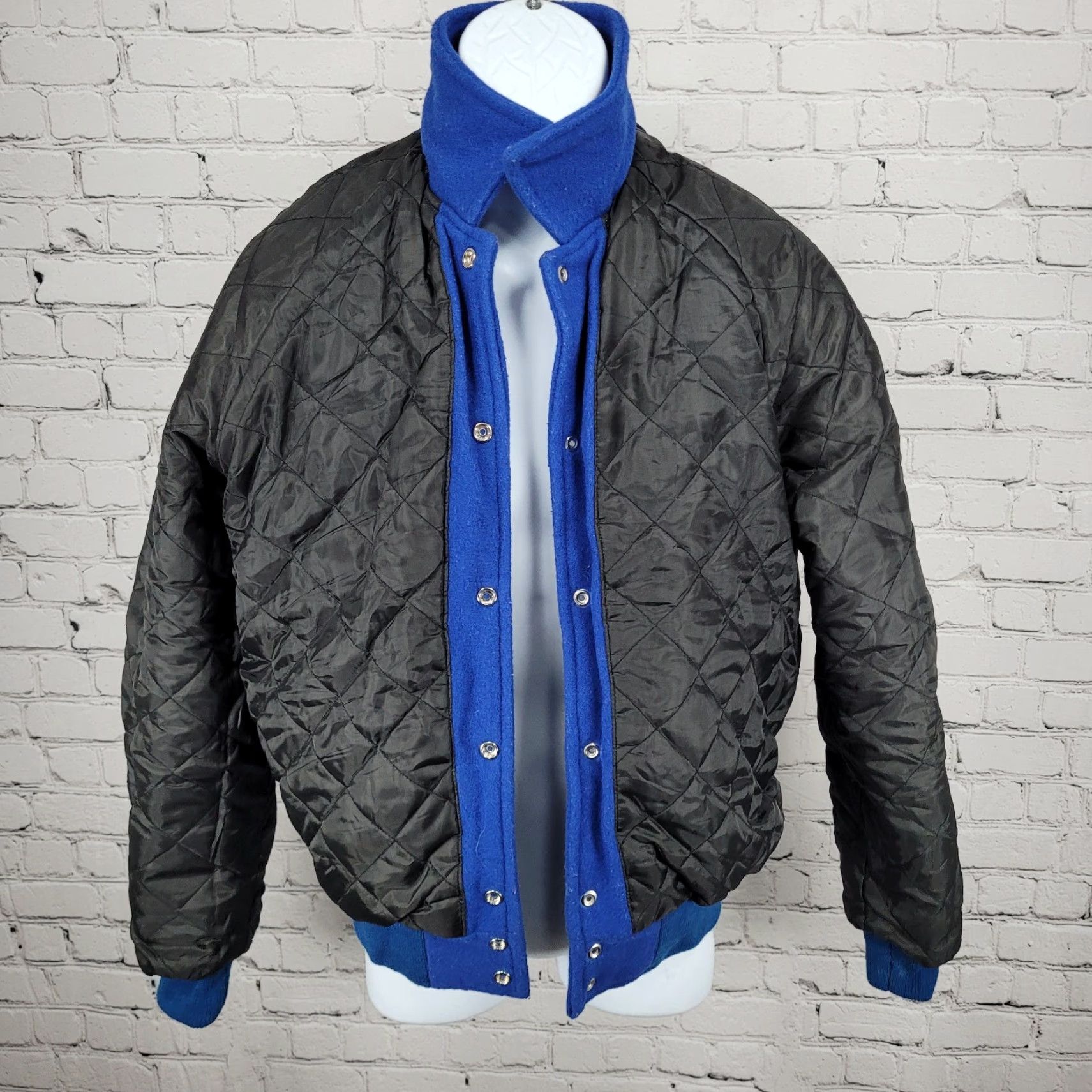 Vintage Centex Varsity Jacket Blue Gray Melton Wool Snap School - Small Mens Size US S / EU 44-46 / 1 - 6 Thumbnail
