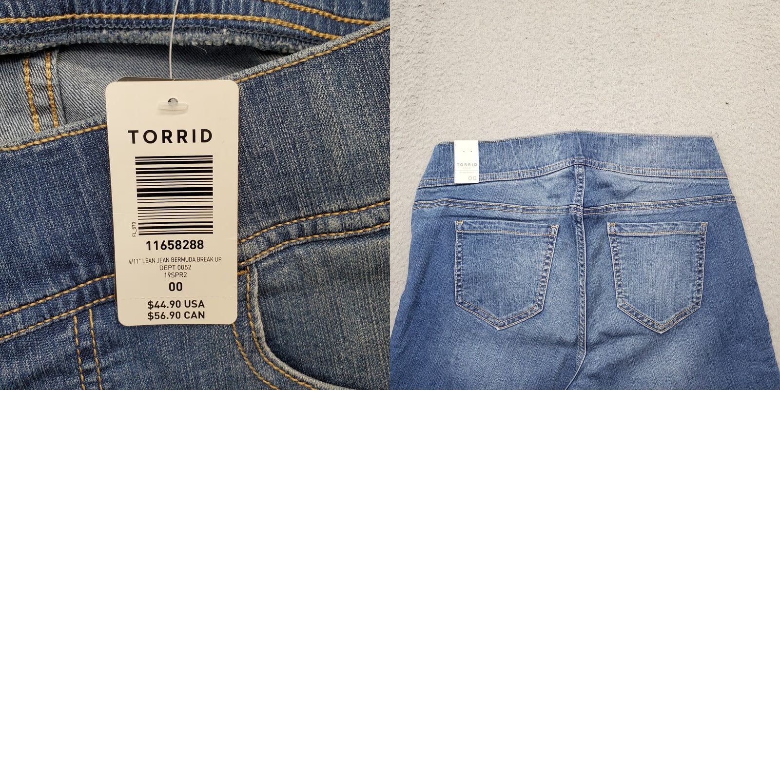 Torrid Torrid Lean Jean Shorts Womens Size 00 Blue Faded Denim Stretchy Flat Front Bermuda Shorts Womens 00 Blue Denim Torrid Men? Size 24" / US 00 / IT 34 - 8 Thumbnail