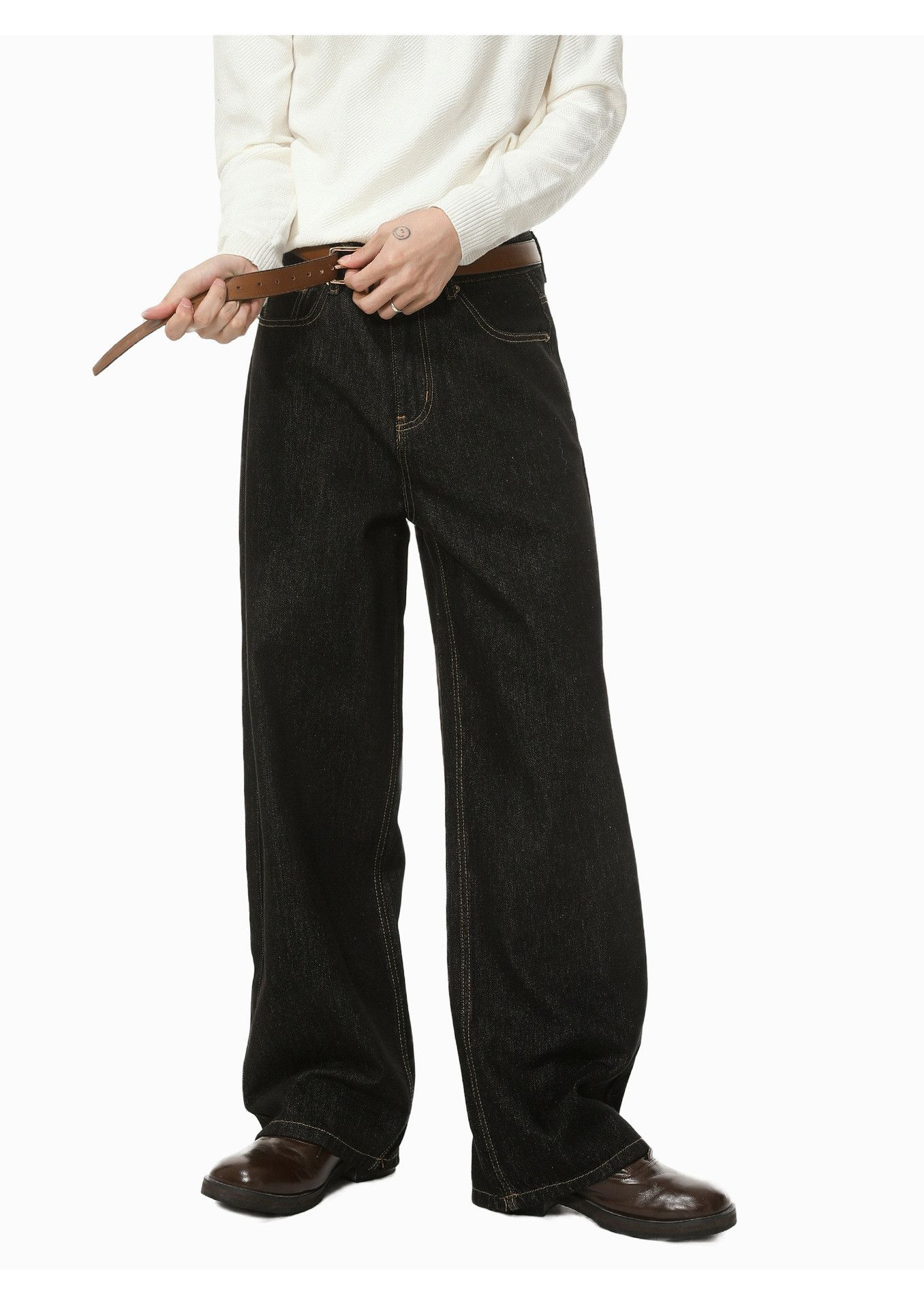 Jean Retro American men's black classic versatile loose jeans Size US 32 / EU 48 - 2 Thumbnail