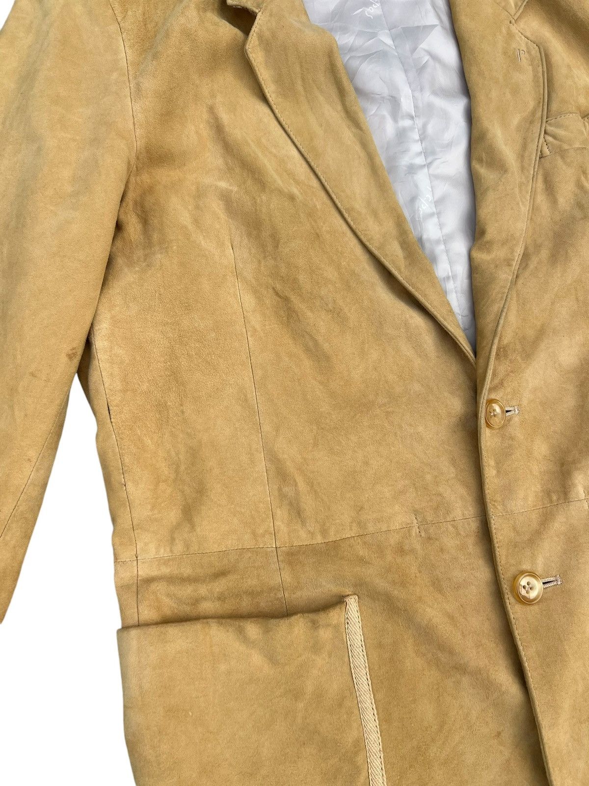 Mademoiselle Non Non Papas Japan Patina Suede Sheepskin Leather Blazer Jacket Size US L / EU 52-54 / 3 - 9 Thumbnail