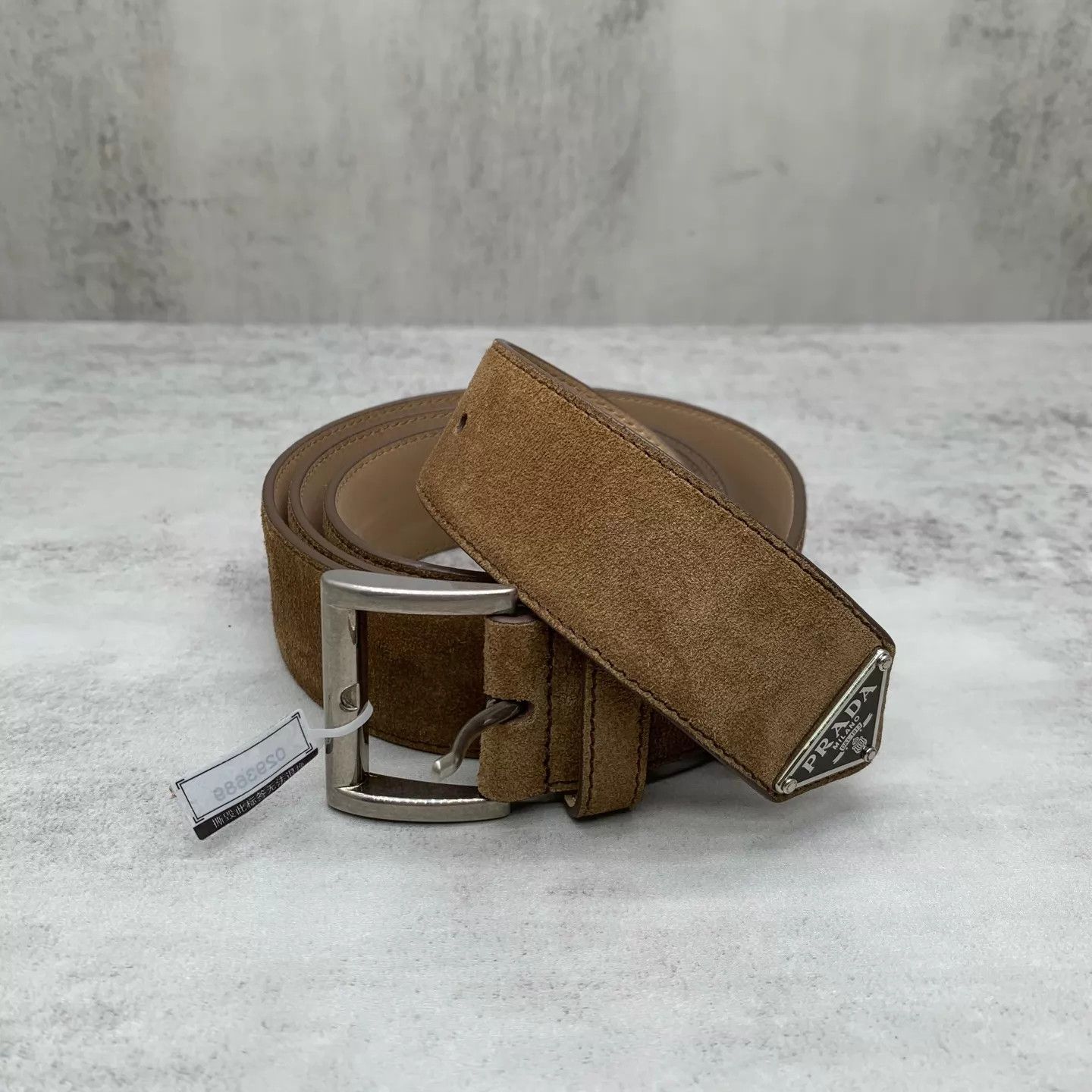 Prada Prada Brown Suede Tri Logo Belt 110 98 New Size ONE SIZE - 1 Thumbnail