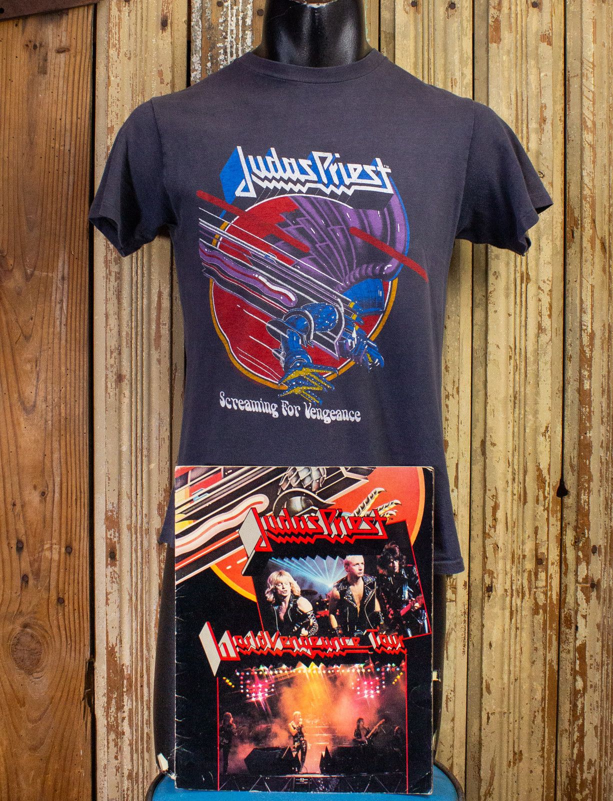 image of Band Tees x Vintage Judas Priest Screaming For Justice Concert Tee 1982 in Black, Men's (Size Small