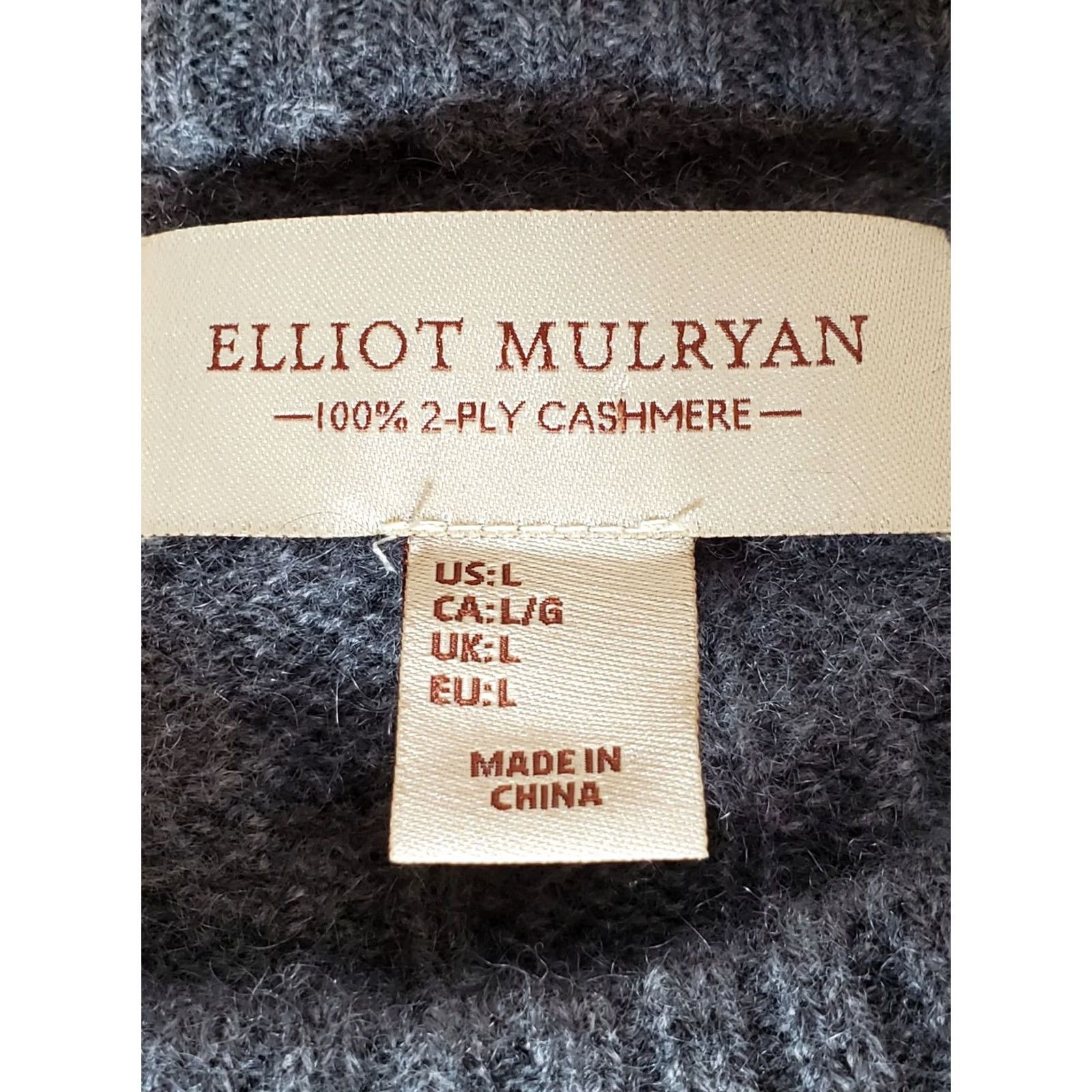 Vintage Elliot Mulryan 100% Cashmere Cable Knit Crew Neck Sweater Gray Men's L Sweatshirt? Pullover. Size US L / EU 52-54 / 3 - 4 Thumbnail
