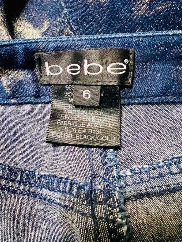 Bebe Bebe Phantom Wash Carmen Tie Dye Indigo & Gold Denim Jeans Size 27" / US 4 / IT 40 - 6 Thumbnail